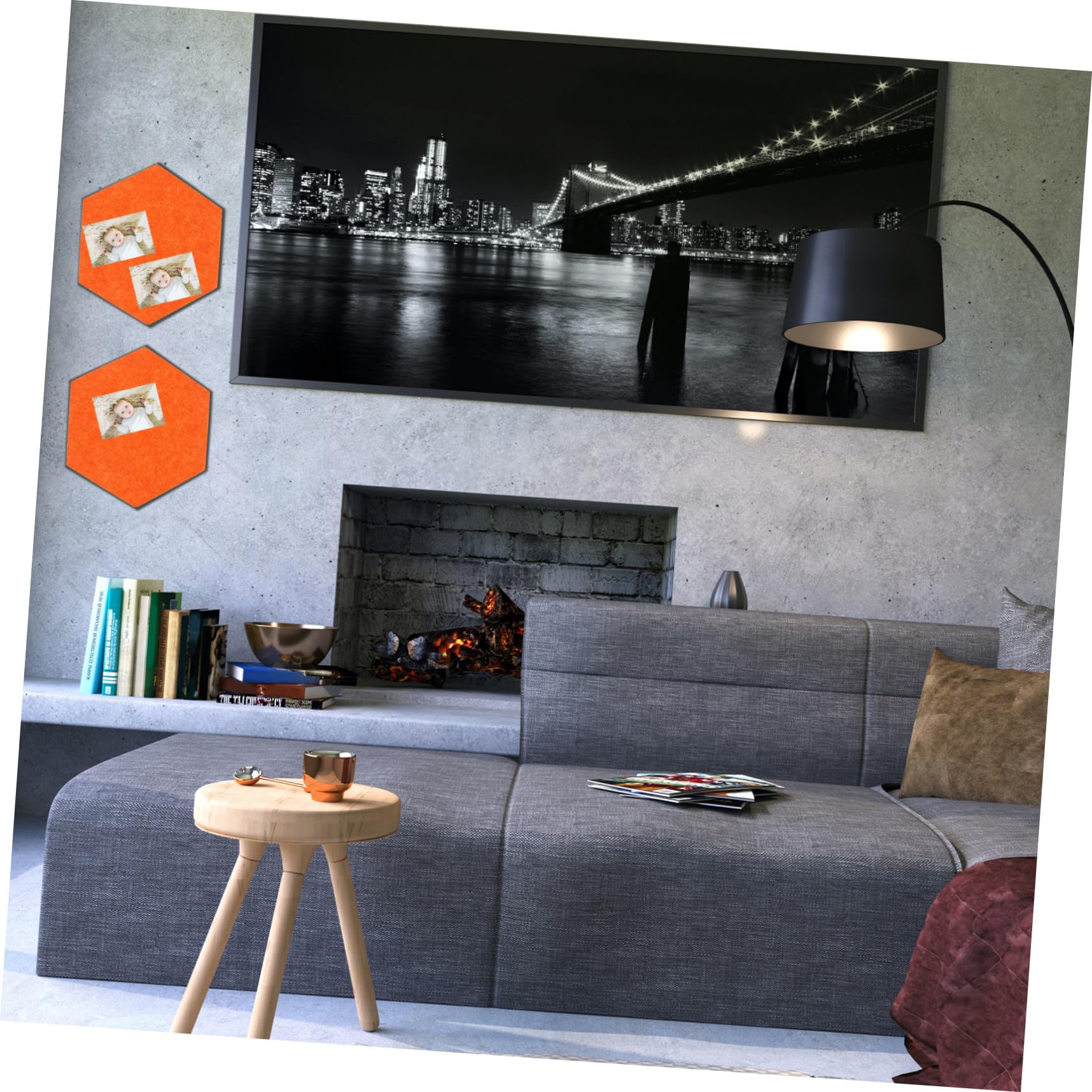 Angoily 10 Stück Sechseckige Filz Wandaufkleber Pinnwand aus Filzplatte Selbstklebend für Fotos und Memos im Wohnzimmer