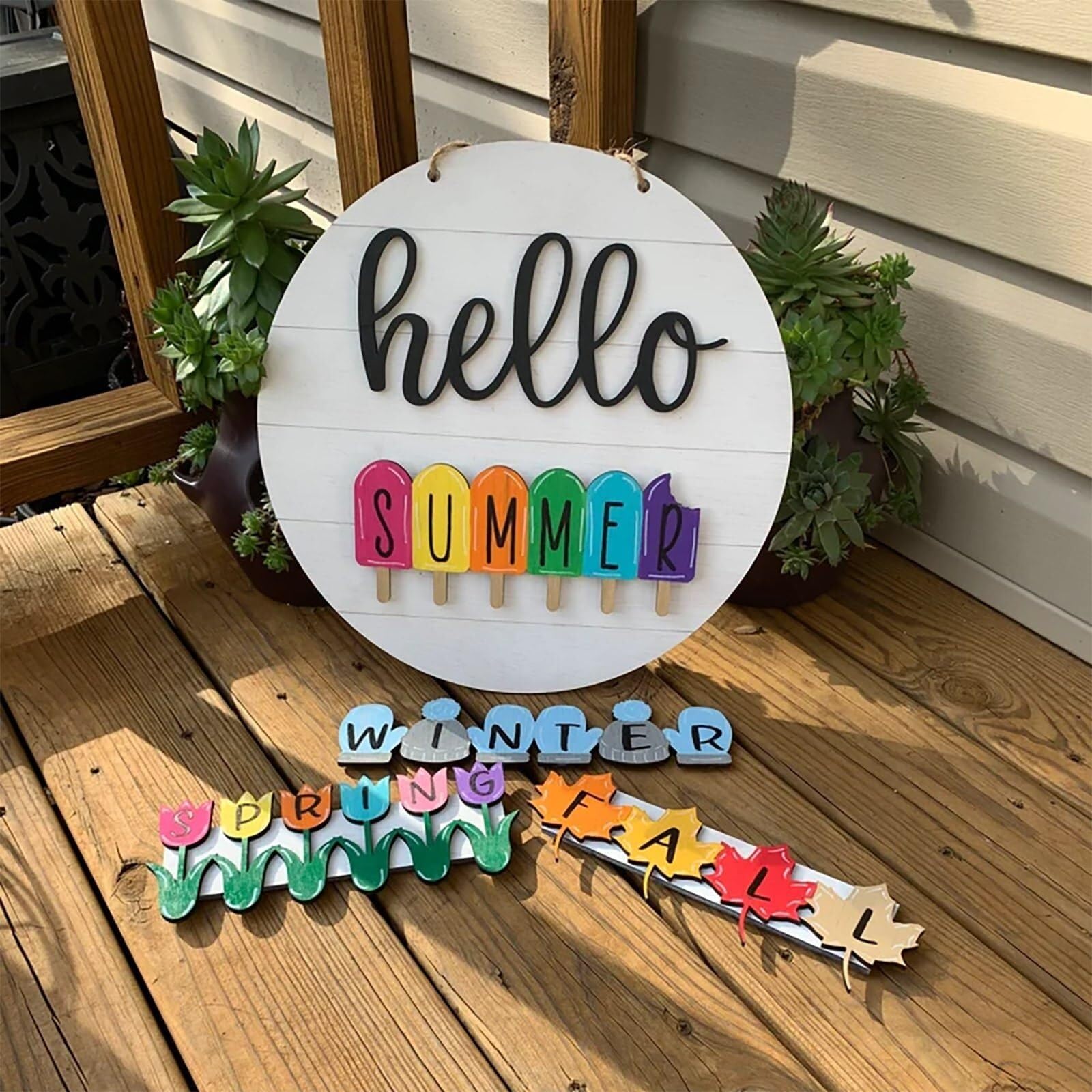 Décoration saisonnière pour porte d'entrée en relief 3D durable