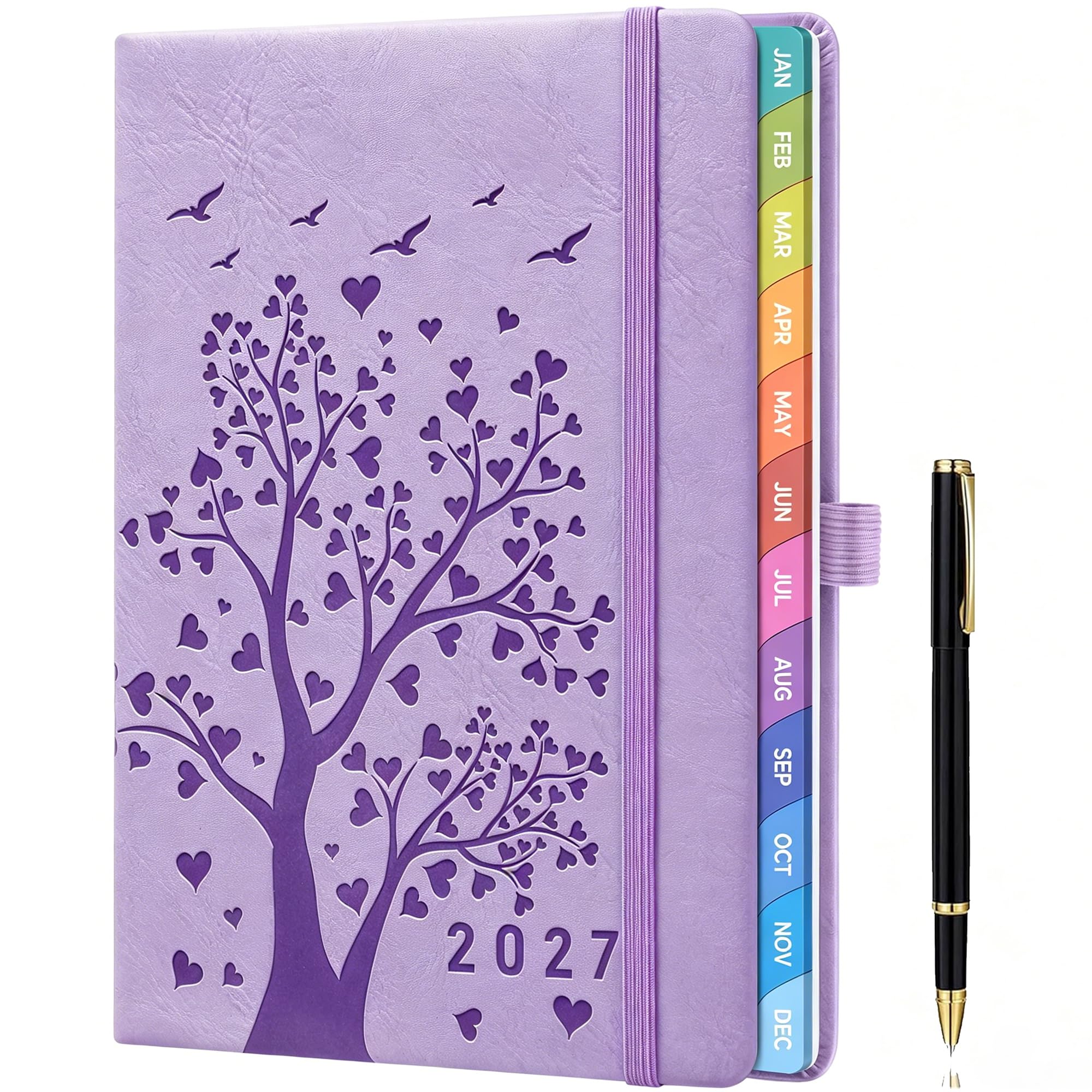 2027 Weekly Diary A5 – Week-to-View Planner with Elastic Closure, Pen Loop & Inner Pocket, 100 GSM Paper, Weekly Planner for Work, Appointments & Personal Organisation, Light Purple