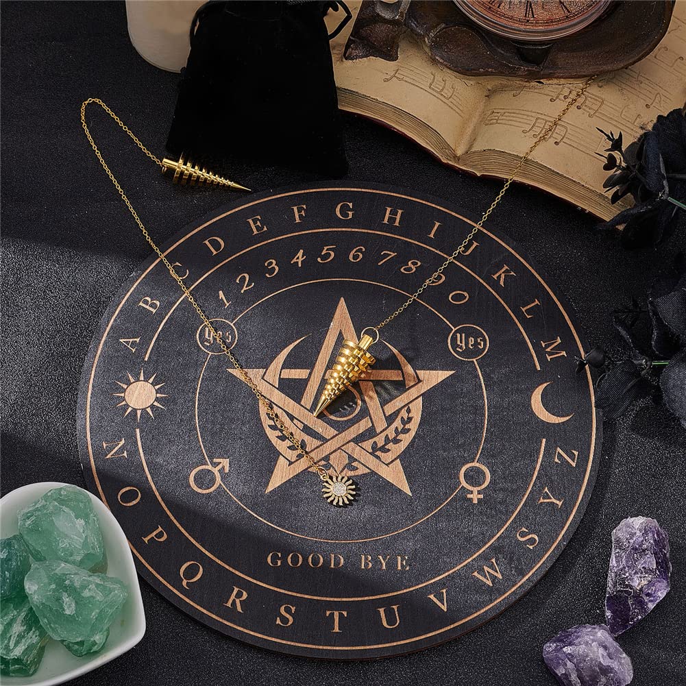 CRASPIRE Pendoli in Metallo per Divinazione, Pendolo in Ottone con Cono e Ciondolo Sole, Strumento di Rabdomanzia Curativa, Pendolo Reiki, Pendolo da Meditazione, Pendolo Divinazione