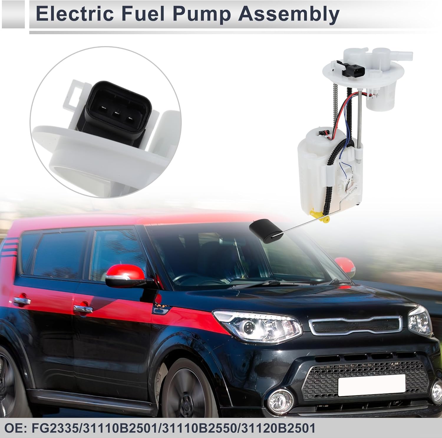 Electric Fuel Pump Assembly for Kia Soul 2016-2019 L4 1.6L 2.0L Fuel Filter Pump Module with Inlet Strainer No.31110B2501