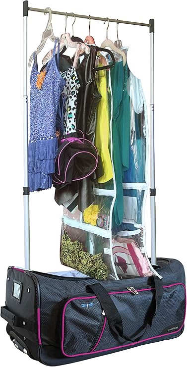 review Travolution 23 Inch Garment Rack Duffel with Wheels, Black/Pink