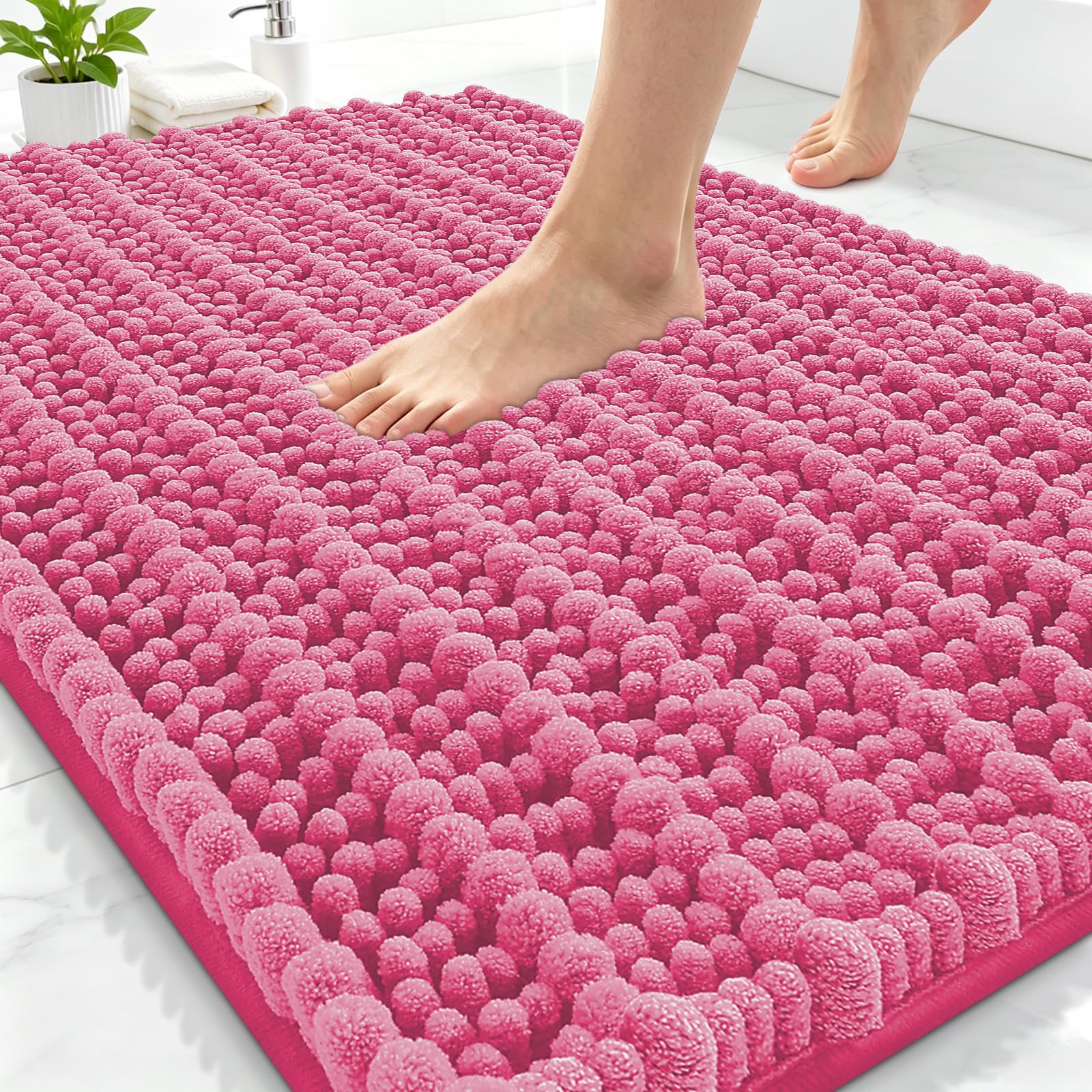 Smiry Bathroom Rugs 30X20, Extra Soft Rubber Backing Chenille Bath Mats