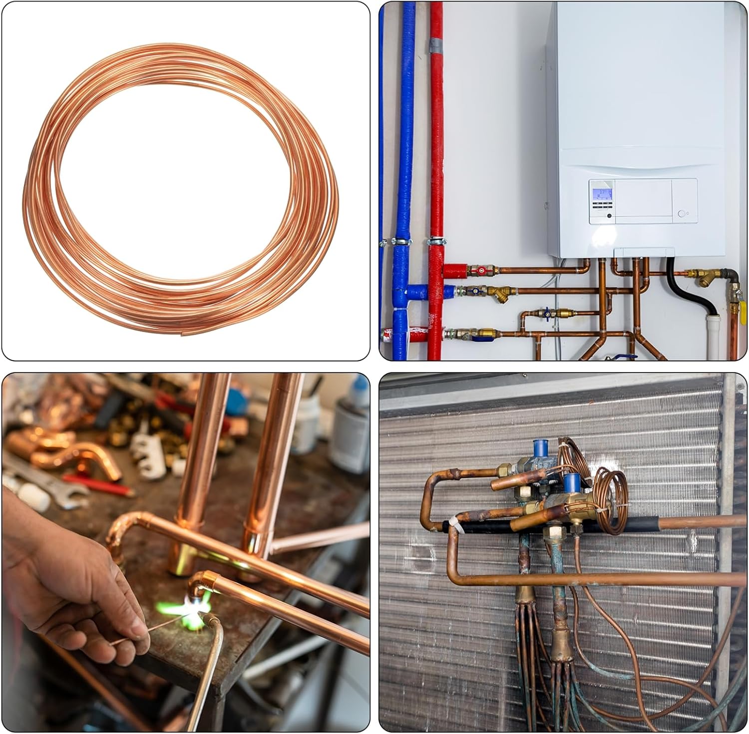 MECCANIXITY Copper Tube 1/8'' OD x 24.6Ft 1/64" T Refrigeration Flexible Pipe Seamless Hollow Metal Soft for Air Conditioners Refrigerators and Other Equipment