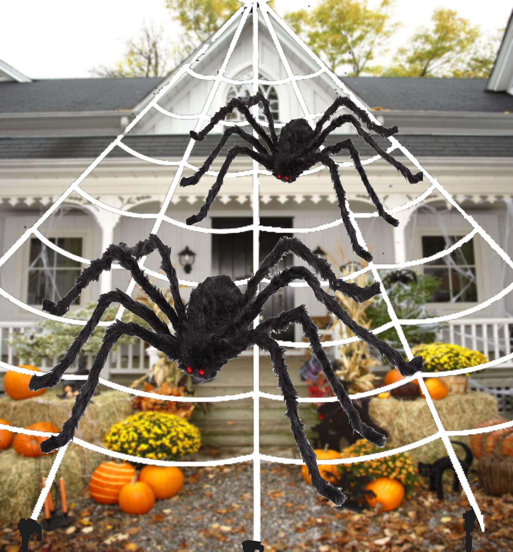 KUCHEY ハロウィンデコレーション 200インチ 三角形のクモの巣 とい + 