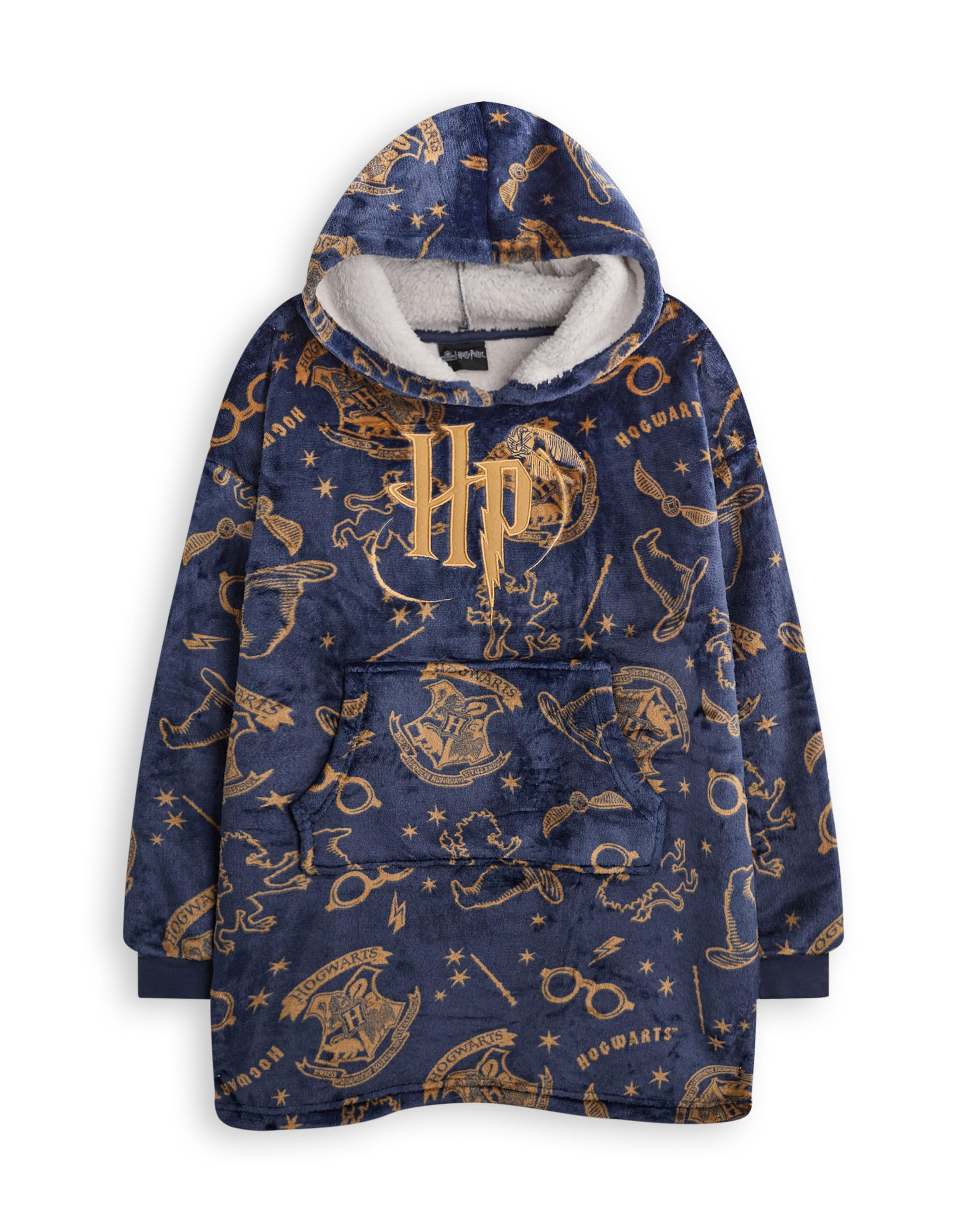 Bluza-koc Harry Potter dla dziewczynek | Dziecięca bluza z kapturem z polaru Sherpa HP Hogwarts | Dziecięca odzież domowa z podszewką Sherpa i kieszeniami | Gadżety z filmów o czarodziejach