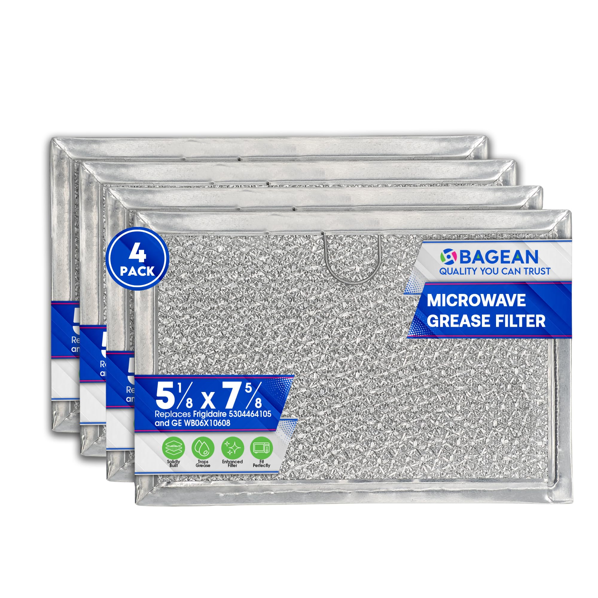 Photo 1 of Microwave Filter Replacement 5.12” x 7.64” Fits Frigidaire 5304464105 WB06X10608 GE Microwave Filter - Aluminum Mesh Screen Grease Filter - Filters Air Entering Over the Range Oven Vent Fan (4-Pack)