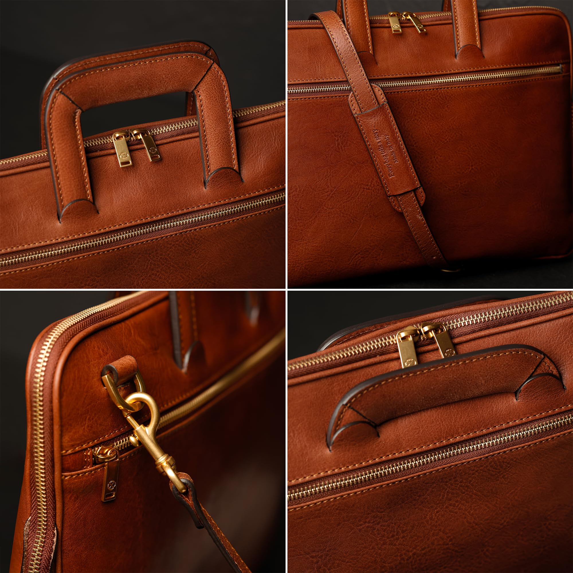 Time Resistance Mallette en Cuir Mince - Sac d'Ordinateur en Cuir Italien Fait à la Main - Sac pour Ordinateur Portable