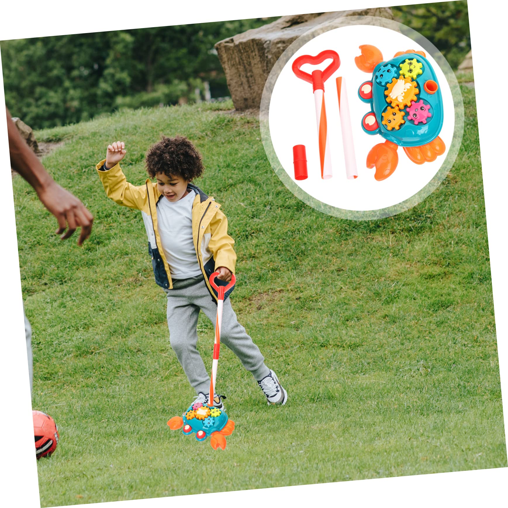 YARNOW Crab Push Pull Walker Educational Activity for Interactive to Walk Stimulating Colors for Hand Eye Coordination Fun Push Walker