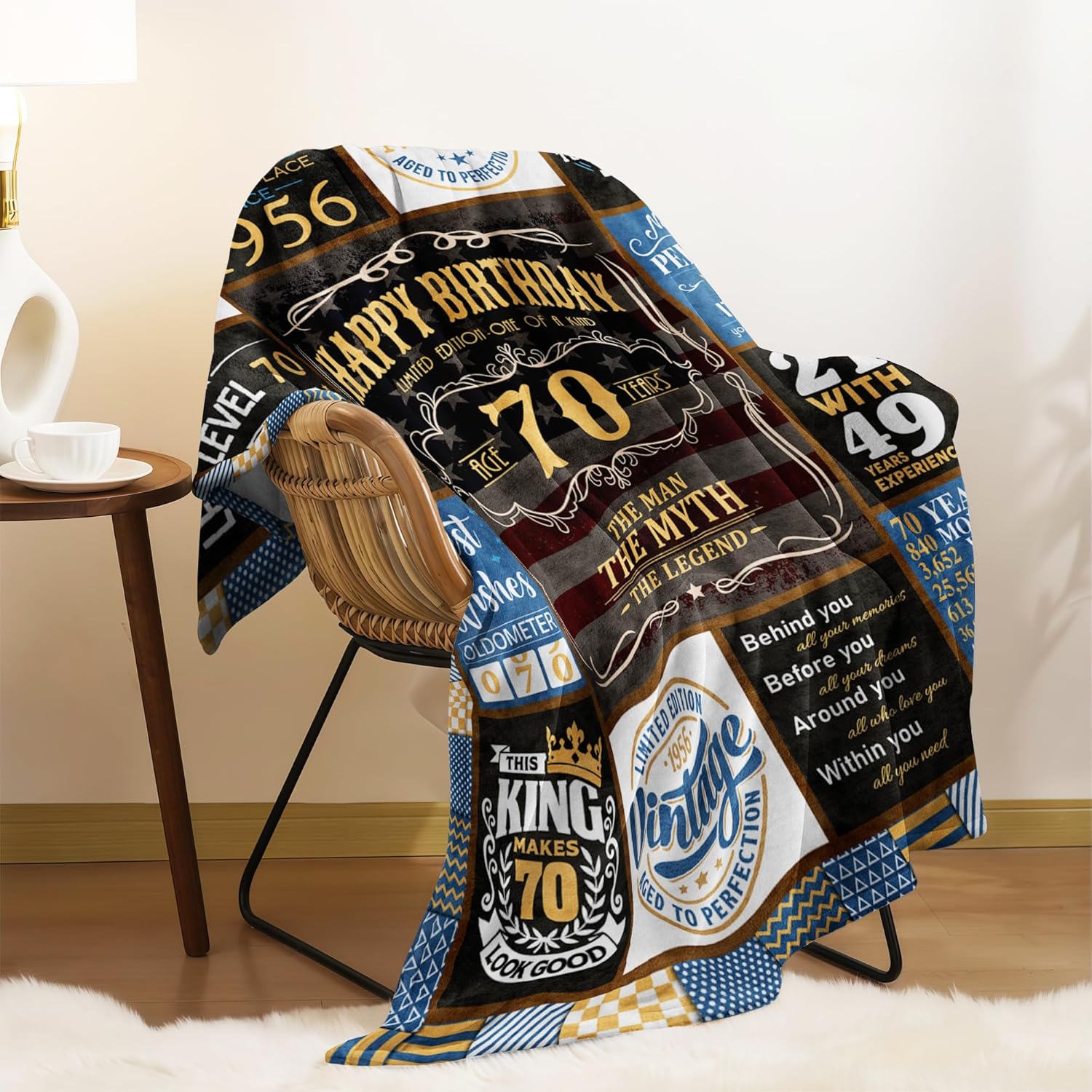 70th Blanket 60 x 50 inch, 70th Birthday Gifts for Men, Best Gifts for 70 Year Old Man, 70 Year Old Birthday Gifts for Men, 1956 Birthday Gifts for Dad, Mens 70 th Birthday Gift Ideas - Image 5