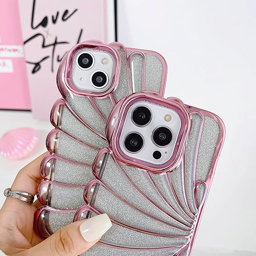 Miniatura 7 de Funda compatible con iPhone 13 Pro Max, bonita carcasa 3D transparente de oro rosa, patrón cromado, purpurina suave, brillante, a prueba de golpes,
