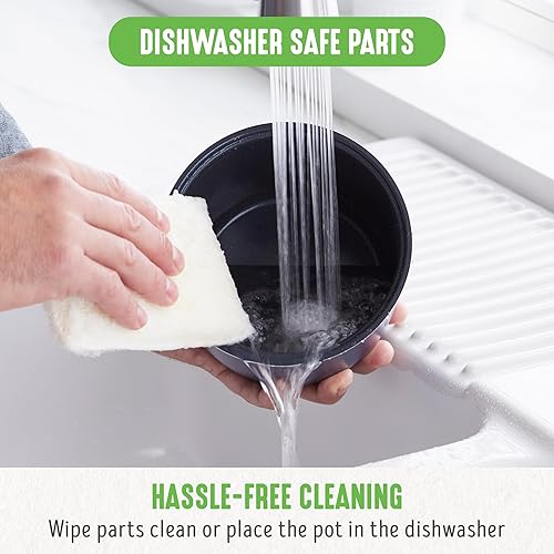 Miniatura 7 de GreenLife Olla digital de arroz y frijoles, 2 tazas sin cocinar4 tazas cocidas, olla de cerámica antiadherente extraíble sin PFAS, preajustes de un