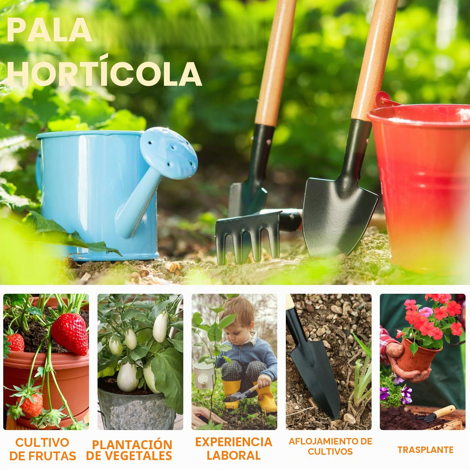 Juego de herramientas de jardín, 6 piezas de pala de jardín, pequeño juego de herramientas de jardín, mini pala para utensilios de jardín como flores, plantas, trasplantar y aflojar la tierra