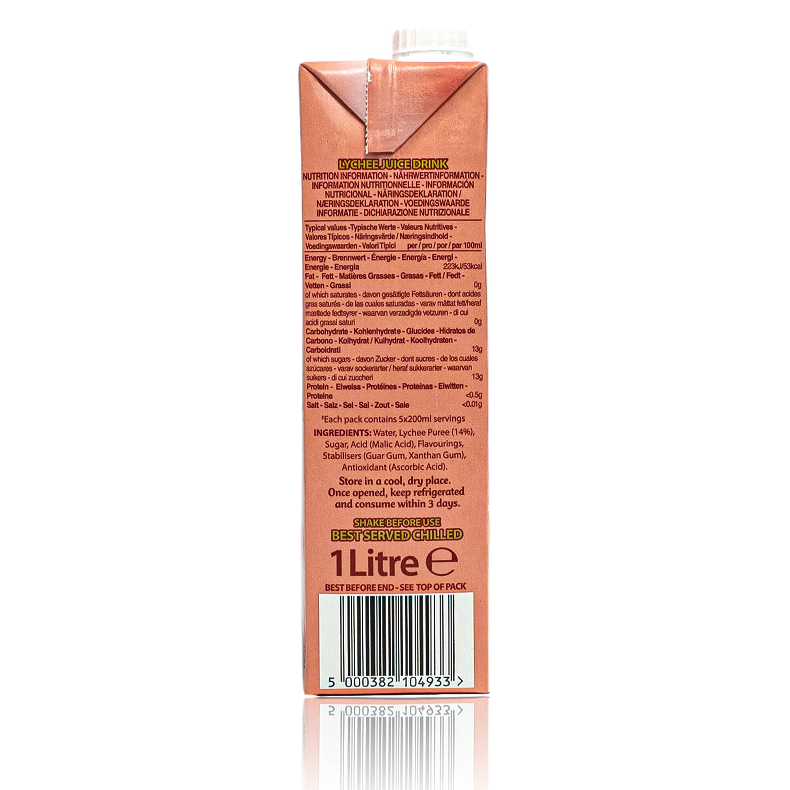 [ 12 x 1 Liter ] RUBICON Lychee Fruit Drink/Litschi Fruchtsaftgetränk DELUXE + ein kleines Glückspüppchen - Holzpüppchen