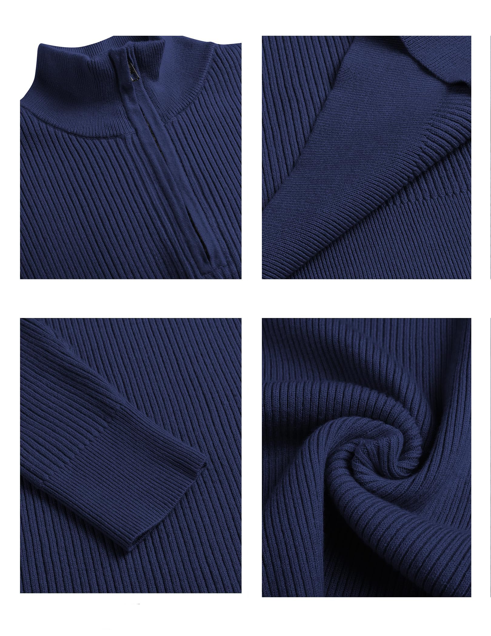 COOFANDY Maglione Uomo Invernale con Zip Maglione Uomo a Maglia con Zip 1/4 Morbido Pullover Dolcevita Classico Maglioni Invernali Regular Fit con Collo Alto