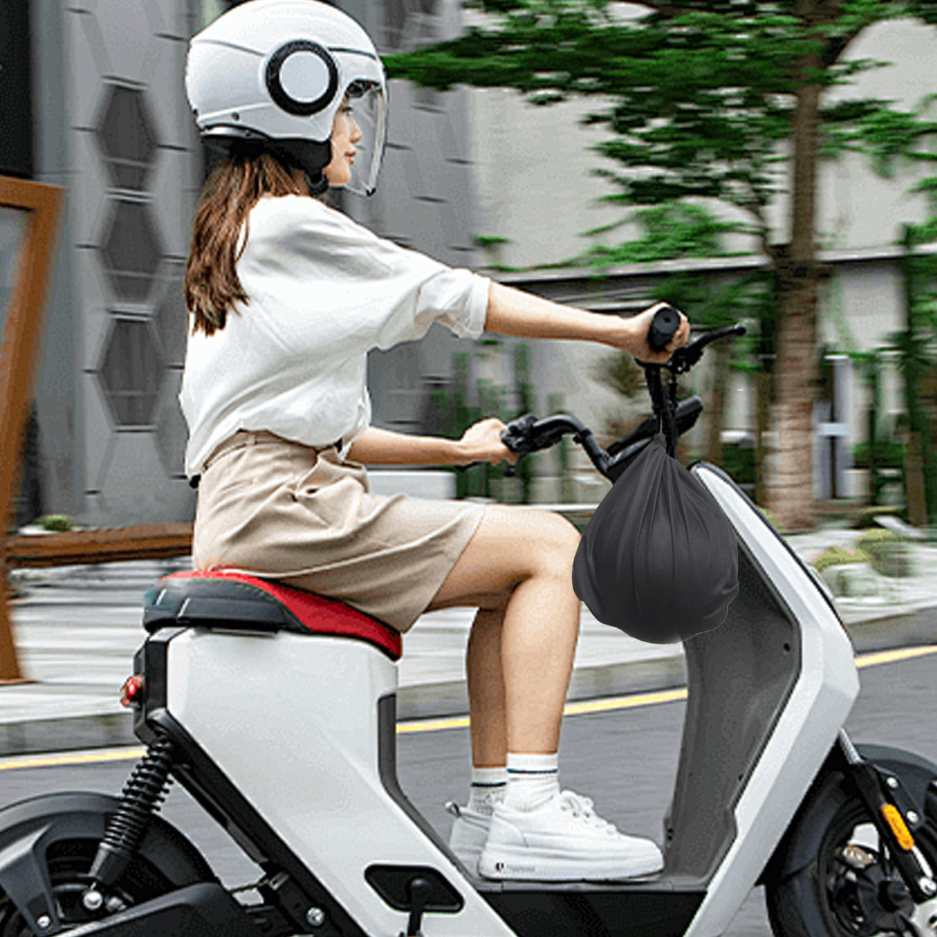 Weduspaty Helmet Bag, Black, Polyester, M, Fleece-lined, Drawstring Closure, Dustproof, Breathable, Washable, Helmet Storage, Sports Enthusiasts, Adults, Storage Bag