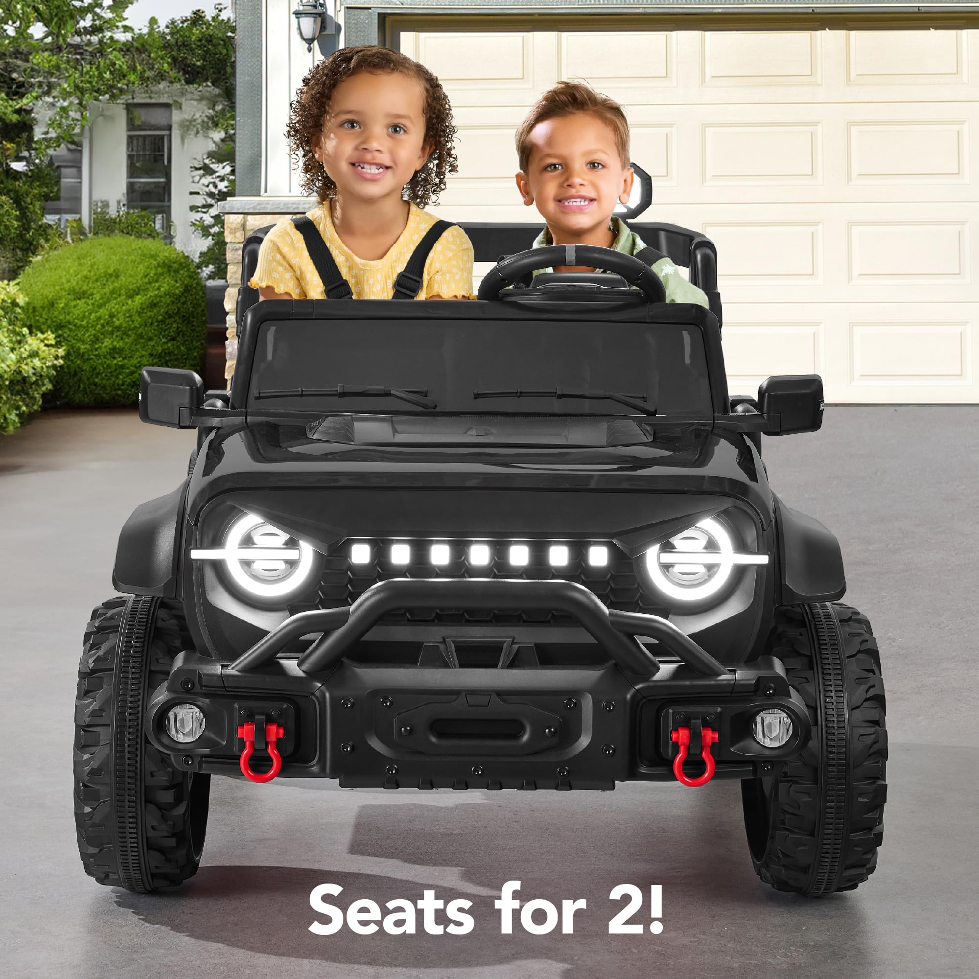 Best Choice Products Kids 24V 2-Seater Electric Ride On Car Truck w 132lb Weight Capacity Parent Control Bluetooth LED Lights - Black product thumbnail 4