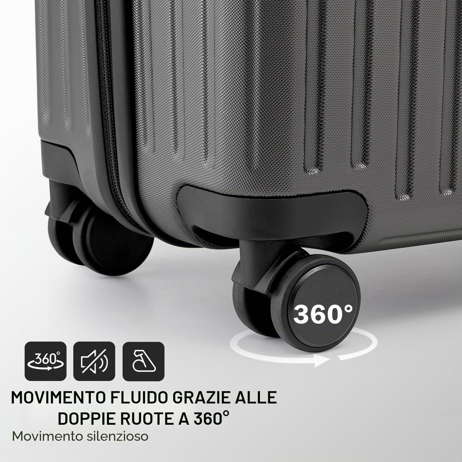 COOLIFE valigia trolley valigia rigida valigia trolley da viaggio realizzata in materiale ABS con lucchetto TSA maniglia telescopica e 4 ruote gemellari (Nero, 77cm)