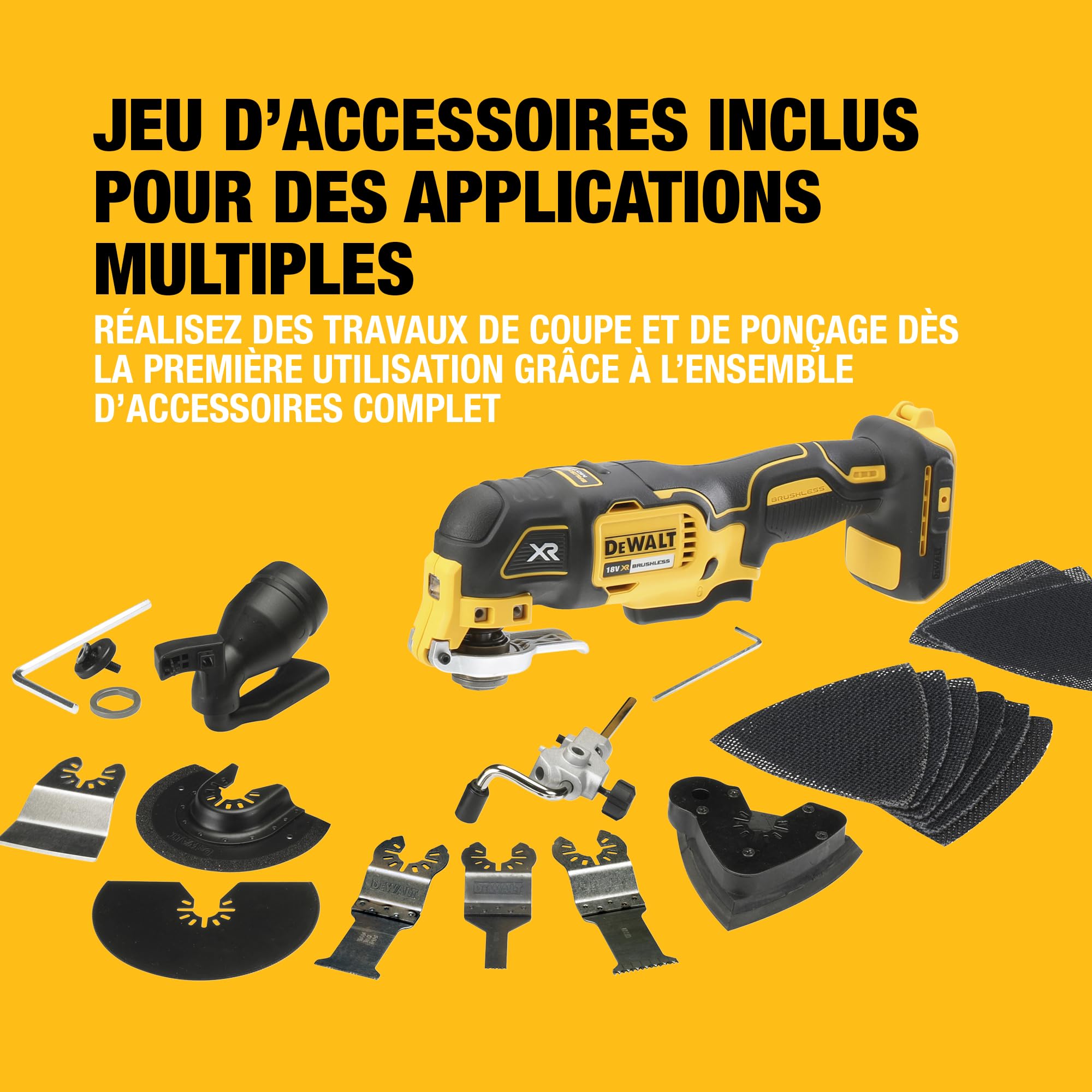 DEWALT Outil oscillant sans balais 18 V XR, seul outil dans le T-STAK, DCS355NT-XJ