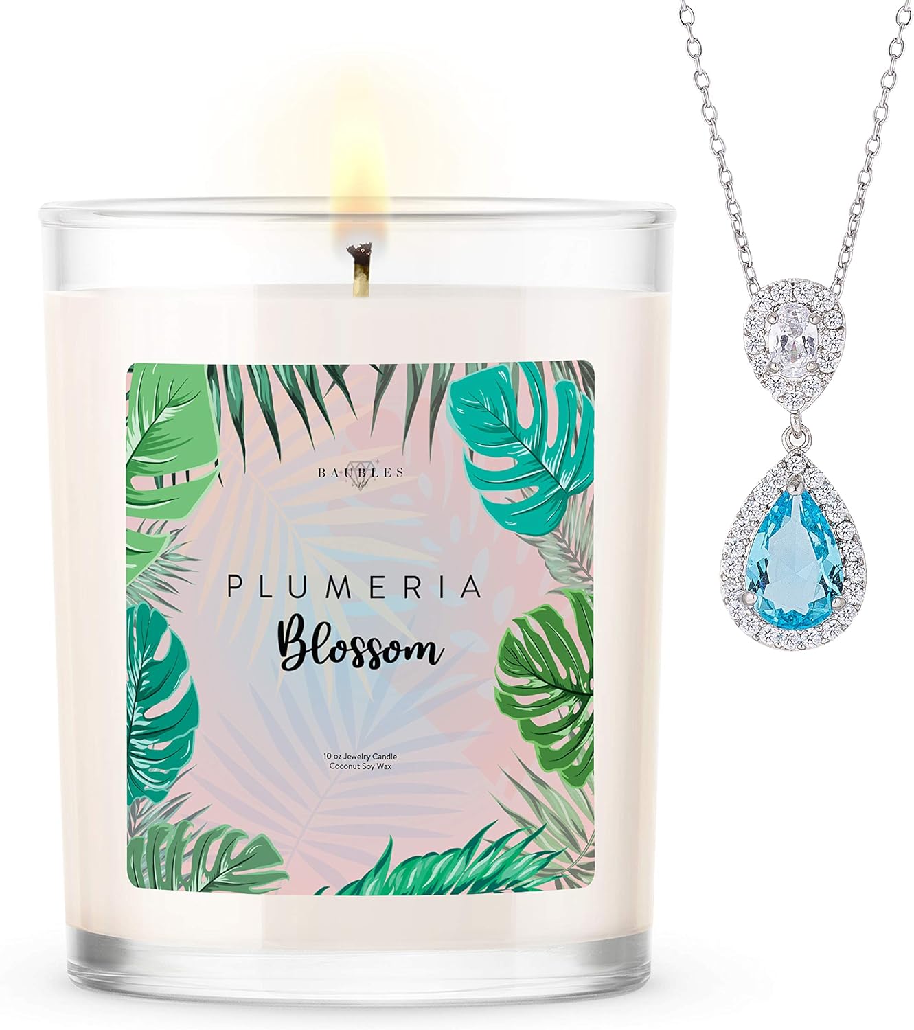 Kate Bissett Baubles Moonlit Mist Scented Premium Candle and Jewelry with Surprise Earring Inside | 10 oz Large Candle | Made in USA | Parrafin Free