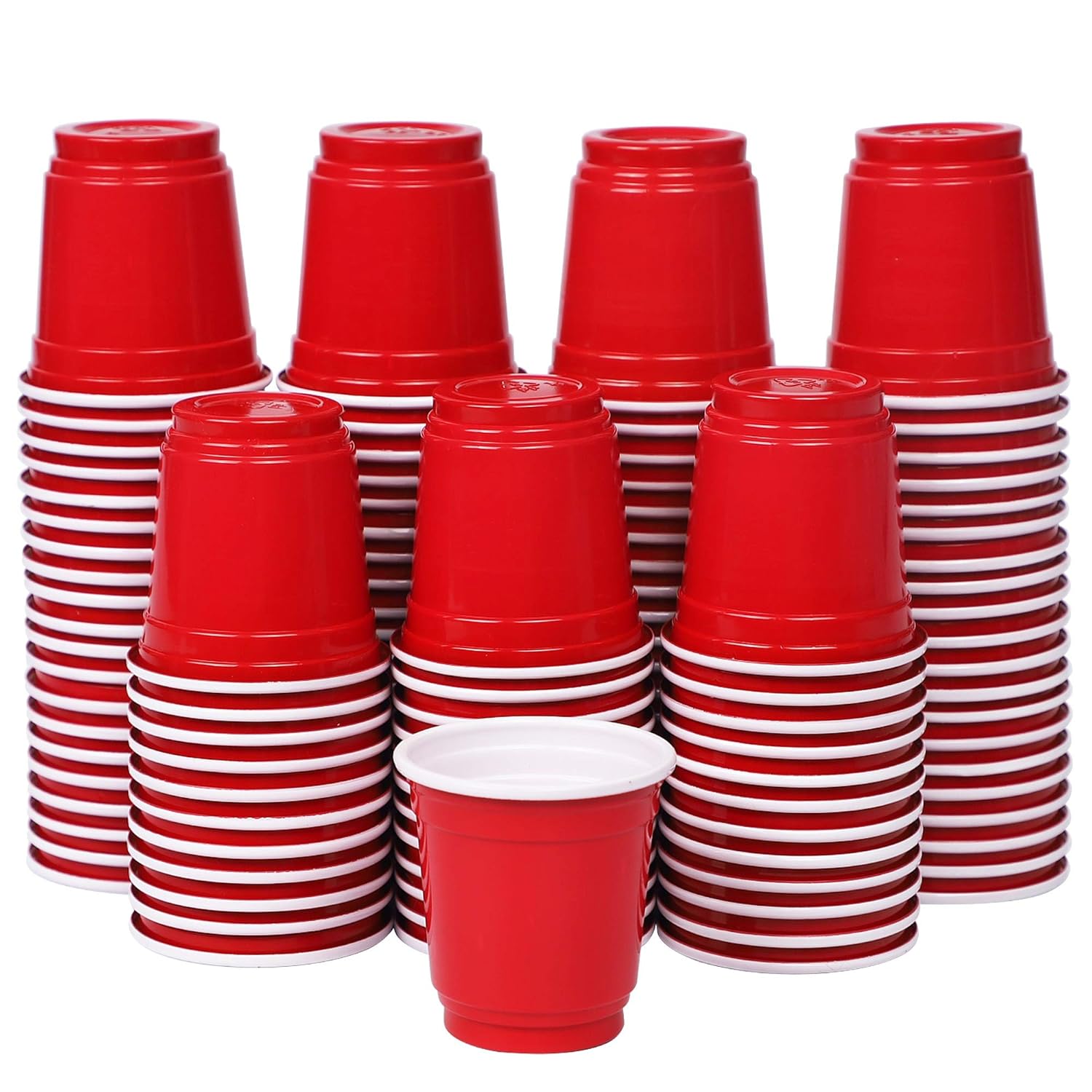 Zcaukya 120ct 2oz Mini Disposable Shot Cups Small Red Plastic Party Cups for Parties Games Events
