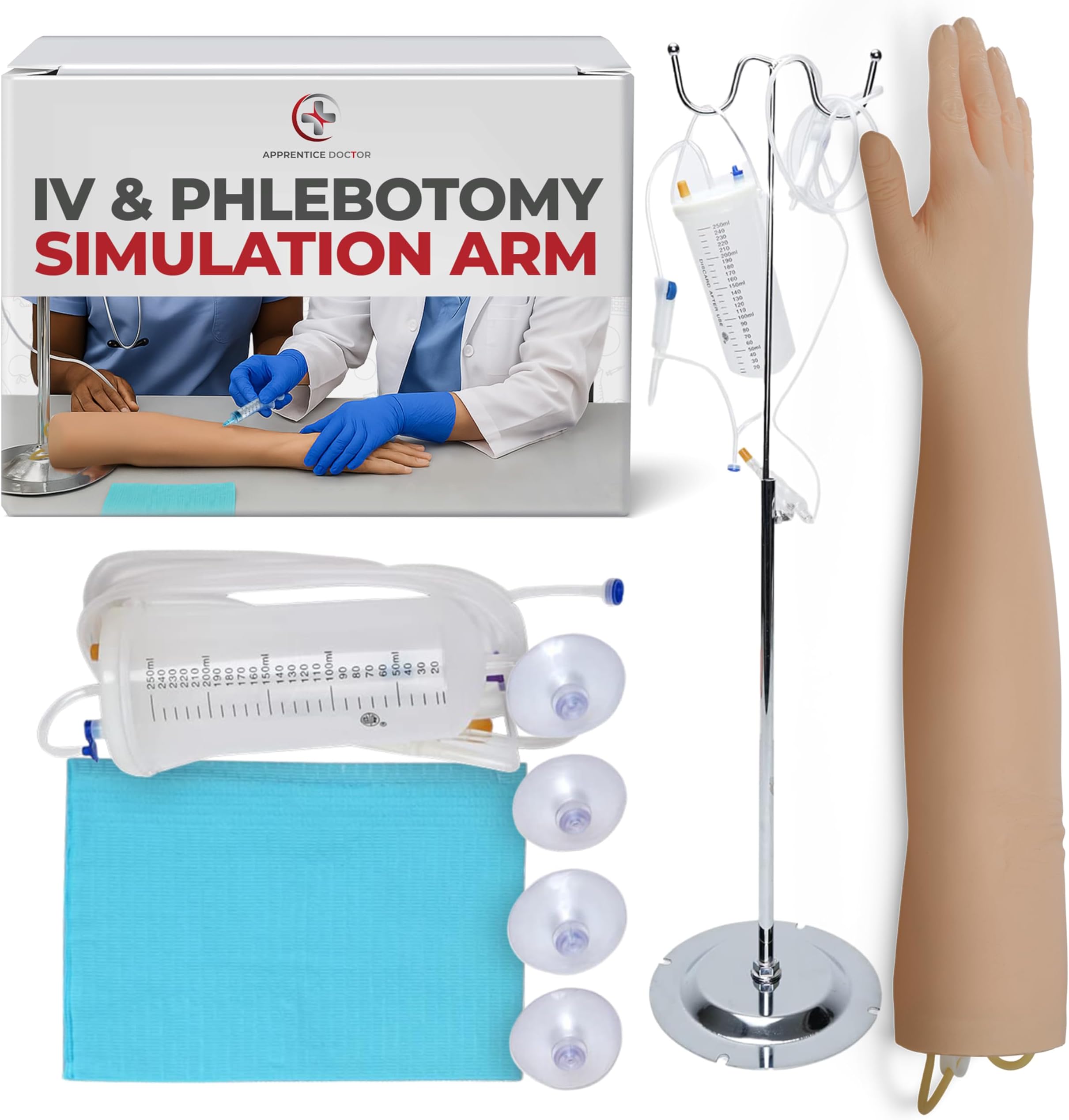 IV Practice Arm - Phlebotomy and Venipuncture Practice Arm - Designed for Training and Perfecting IV + Phlebotomy + Venipuncture Procedures and Techniques