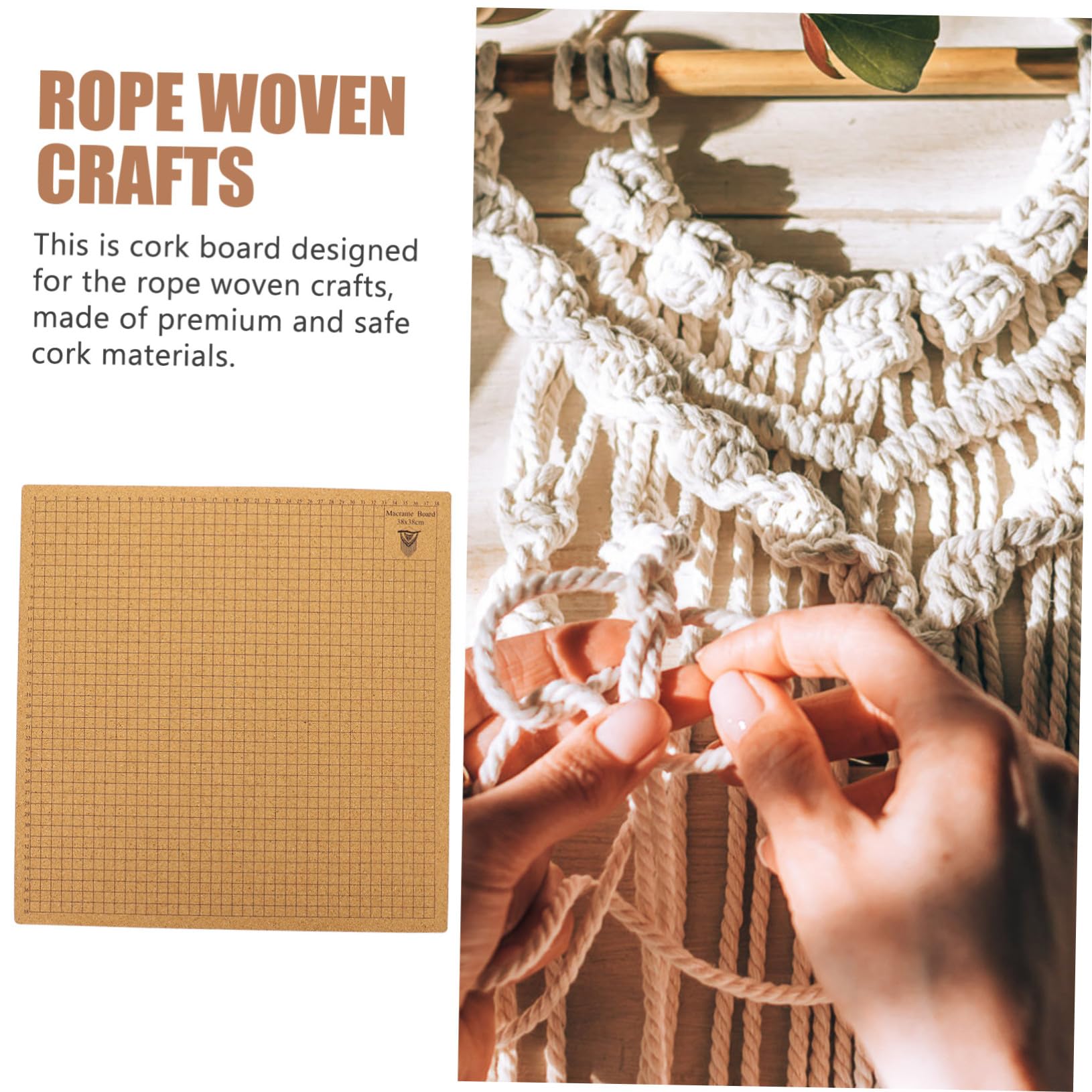 Mobestech Planche à Macramé en Liège avec Punaises en T pour Tissage, Tableau à Nœuds en Liège et Acier Inoxydable, Kit pour Fabriquer des Bracelets sur Mannequins et Tissus