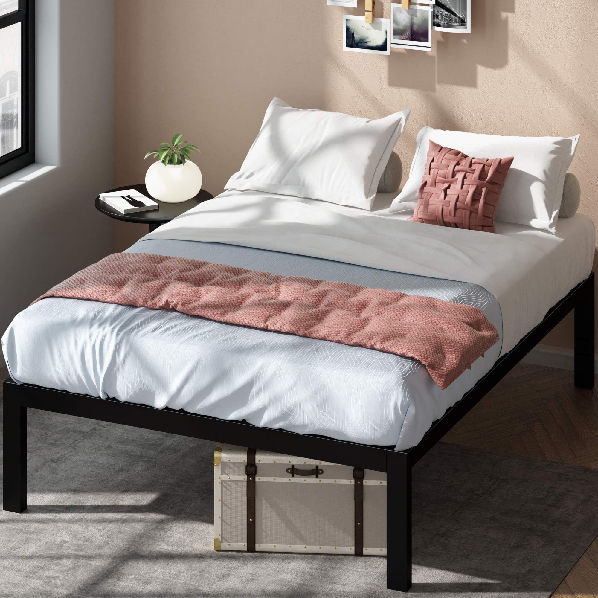 Zinus Lorrick Quick Snap TM 18 Inch Platform Bed Frame Furniture / Mattress Foundation / With Less than 3 Inch Spacing / Wooden Slat Support / No Bolts or Nuts / Easy Assembly, Full