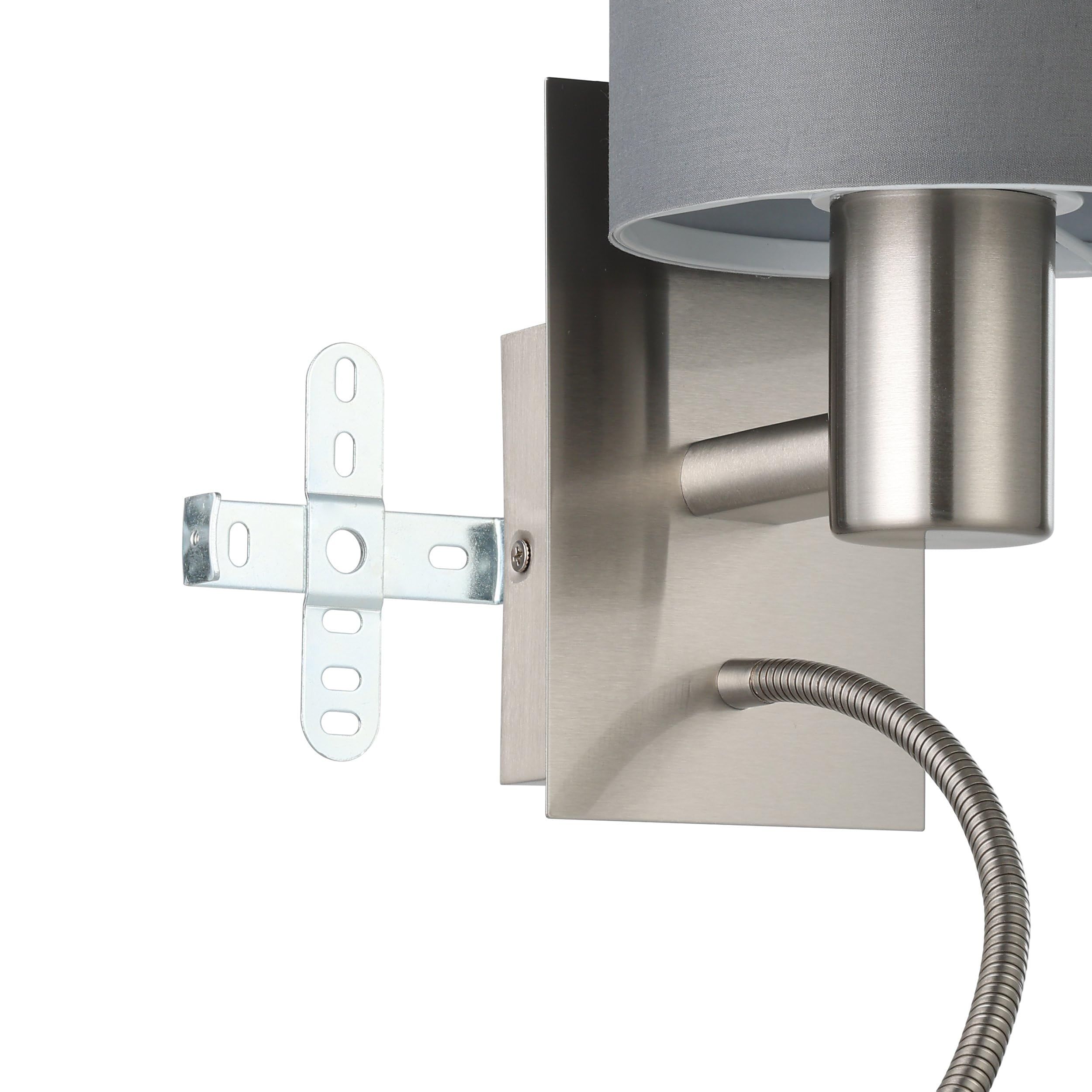 EGLO Wandlampe Pasteri, 2-flammige Textil Wandleuchte mit LED Leselicht