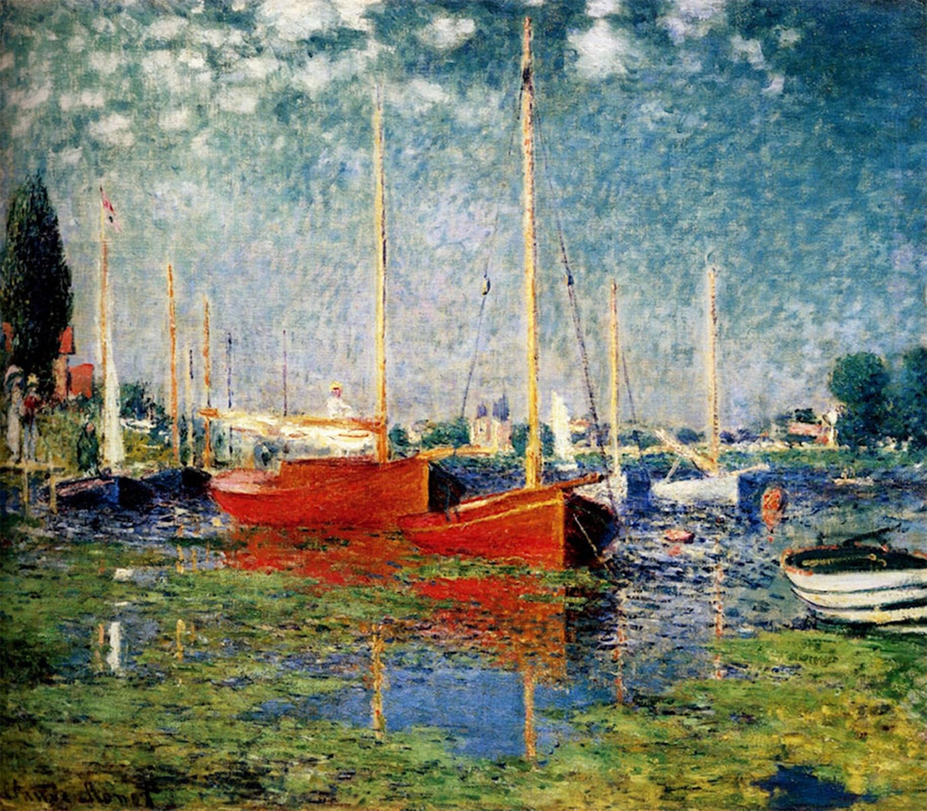 POSTERIIk Vintage Print Pop Art Landscape Artwork The Red Boats Argenteuil Claude Monet Art Prints for Office Home Decor 60x90cm
