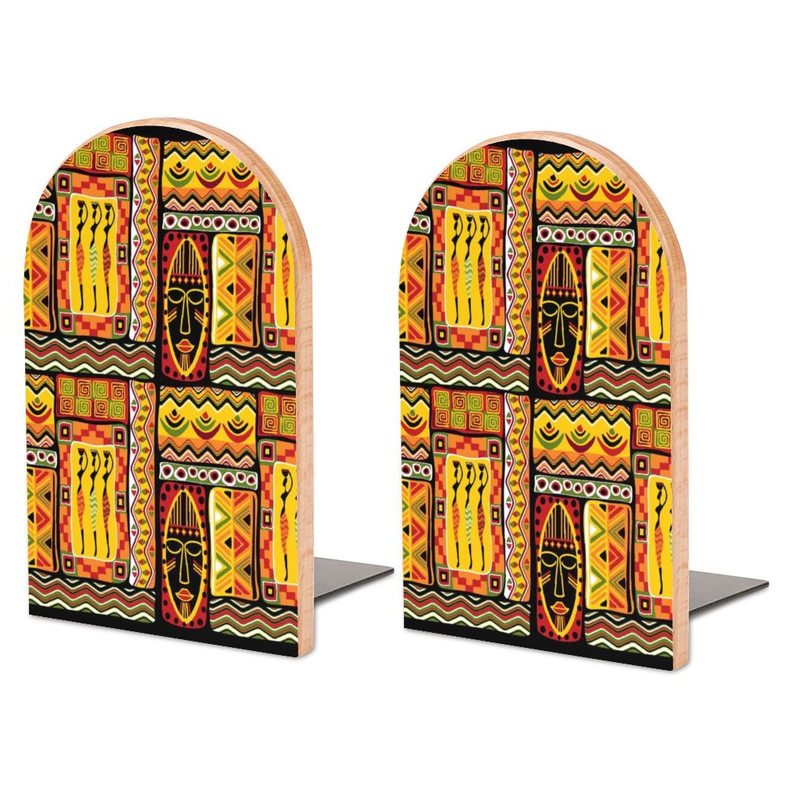 African Pot Historic Elements Bookends Heavy Duty Book Stand 1 Pair for Home Office Shelves Decorative