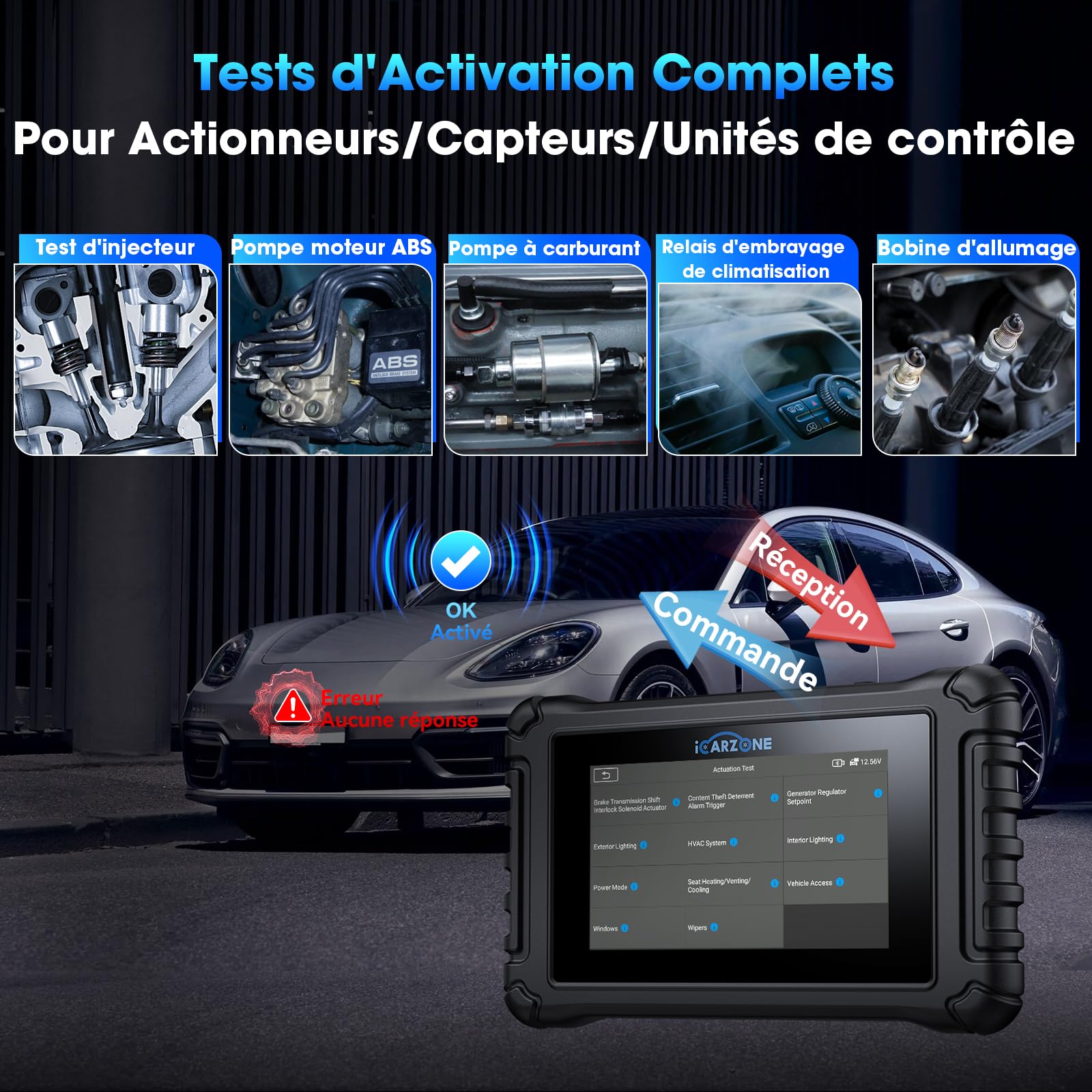 UR1000 Valise Diagnostic Auto Bluetooth, Diagnostic Voiture Multimarque pour Tous les Systèmes, 50 Services d'Entretien, Test d'Activation, Codage ECU, Programme TPMS, CANFD, Mise à Jour WiFi
