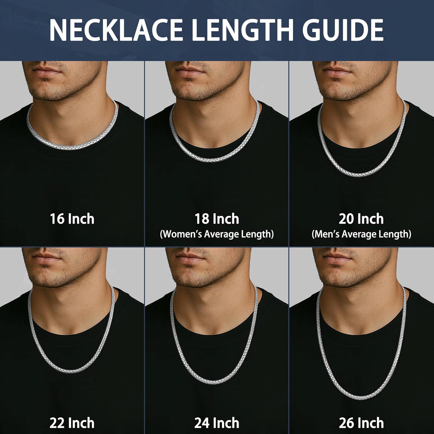 Jewlpire 4mm 5mm Silver Tone/Black/18K Gold Plated Flat Link Chain Necklace for Men, Stainless Steel Chains for Men, Hypoallergenic Men's Chain Necklace 16 18 20 22 24 26 Inch - Image 4
