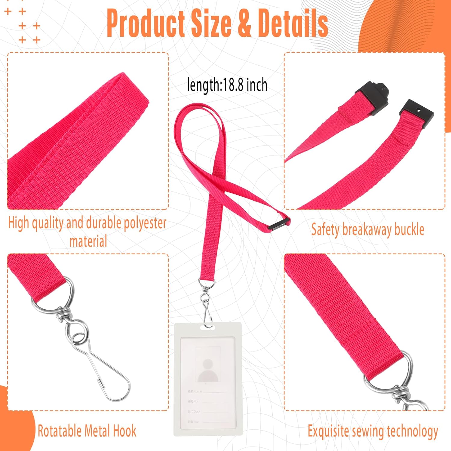 Patelai 60 Pcs Breakaway Lanyards with J Hook Bulk Flat for ID Badges Neck Badge Lanyards Card Nametag Holder Neck Straps (Multi Colors) - Image 2