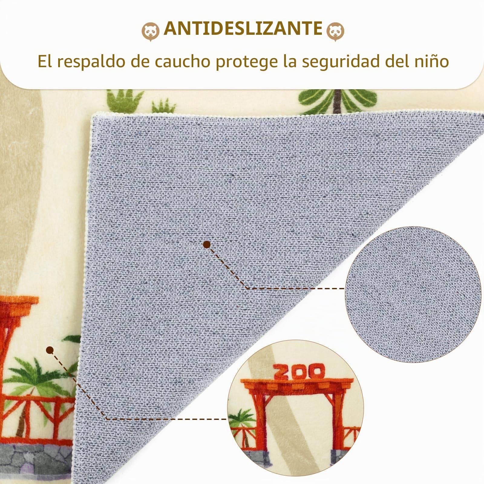 Enyhom Alfombra Infantil Habitacion Lavable, 100 x 150 cm Ultra Suave Alfombra Niños Antideslizante Motivos Animales Alfombra Juegos Bebe Zoológicos Tapete Bebe para Habitacion Bebe, Guardería