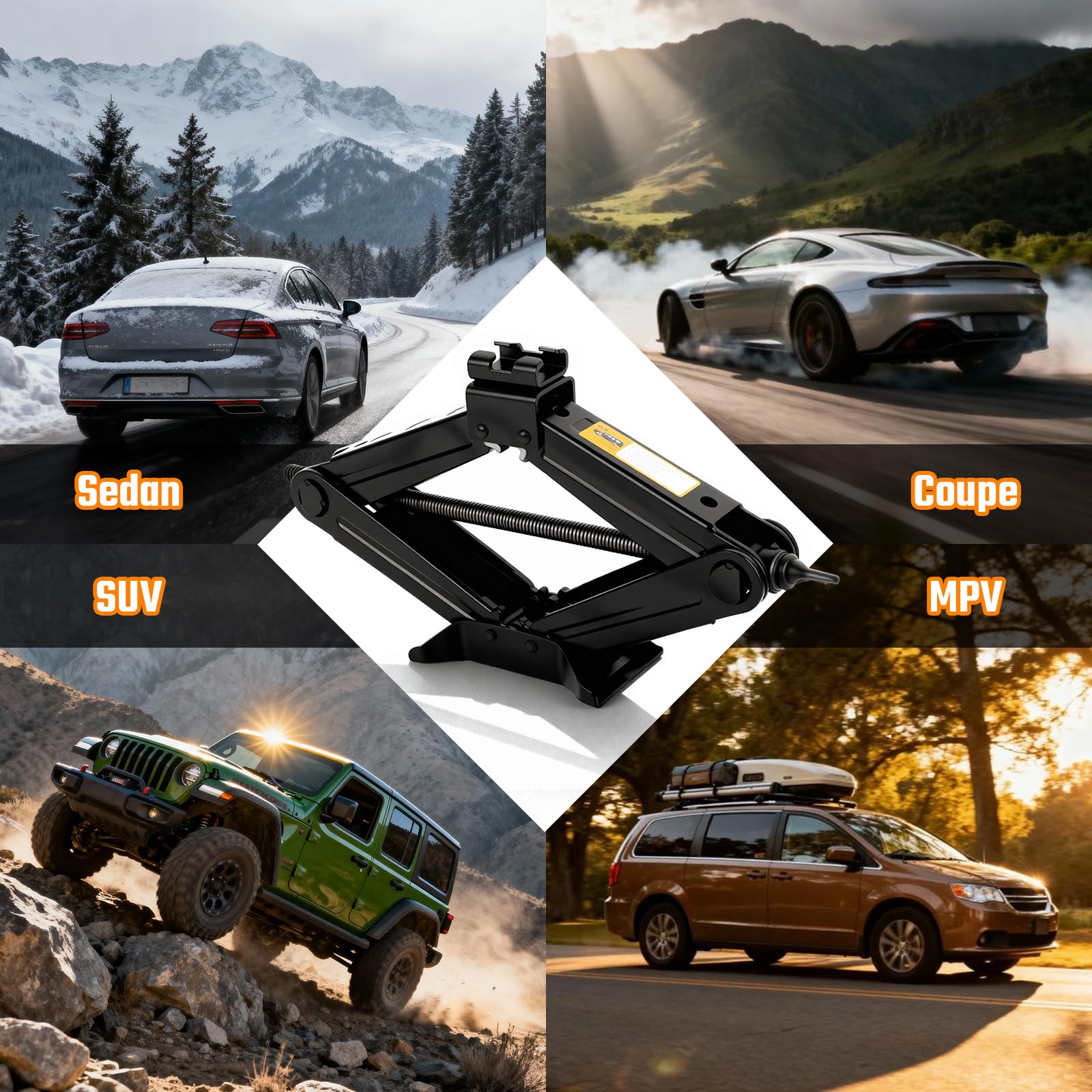 Scissor Jack Car Jack Kit, 2.5 Ton (5512 lbs) Tire Jack with Lug Wrench, Portable Emergency Spare Tire Changing Repair Kit, Scissor Jack Kit, Universal Vehicle Scissor Lift Jacks for SUV