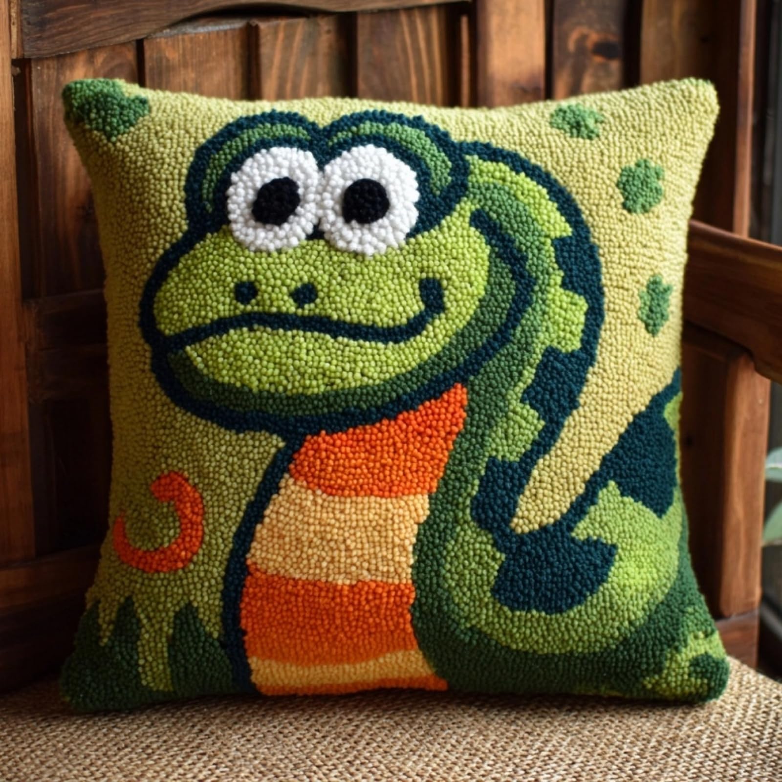 AxiangziK Pre-Printed Latch Hook Pillow Kit,Snake