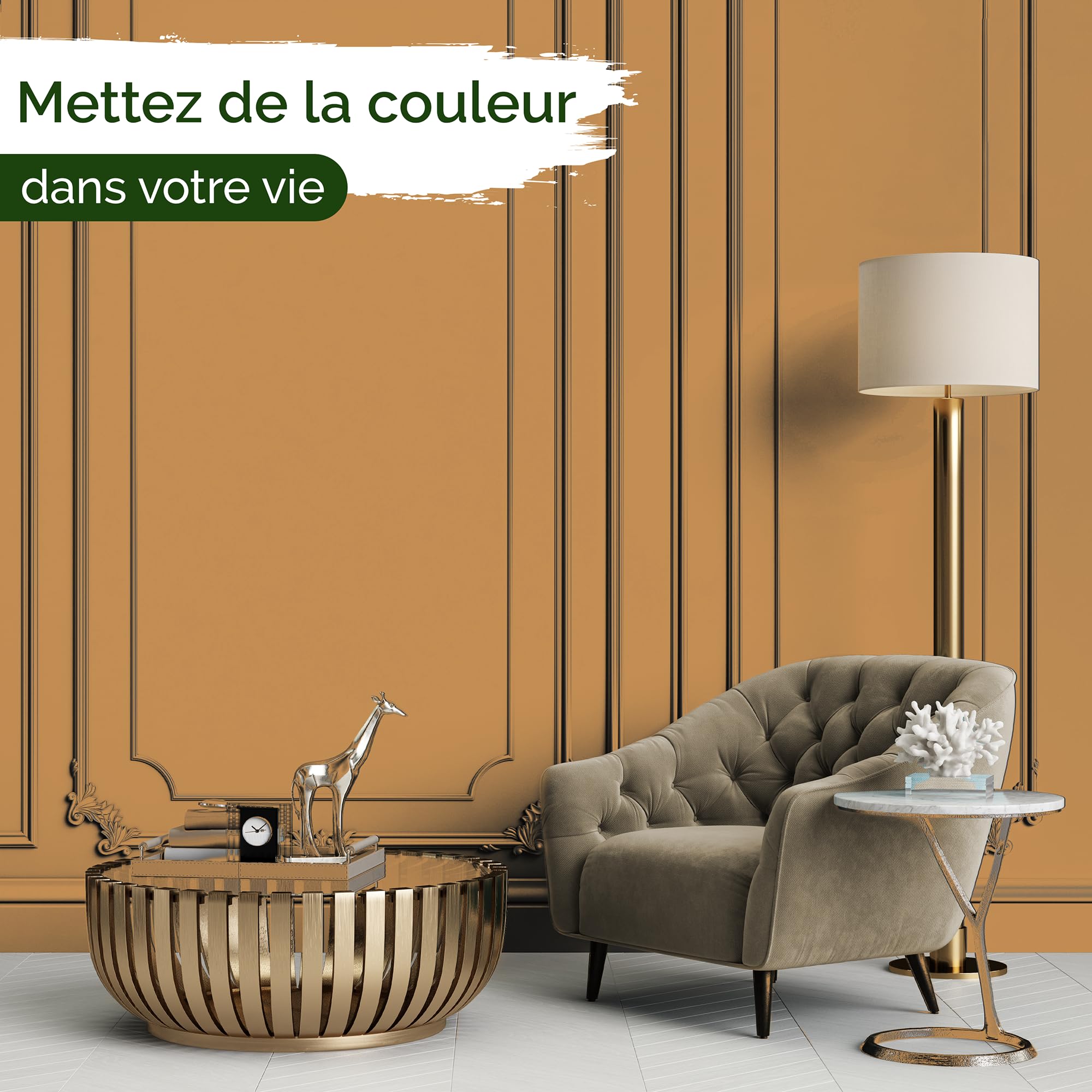 Peinture murale orange pour intérieur - 5 litres et classe d'opacité 1, sans traces, anti-gouttes et écologique, sans COV - (Salted Caramel)
