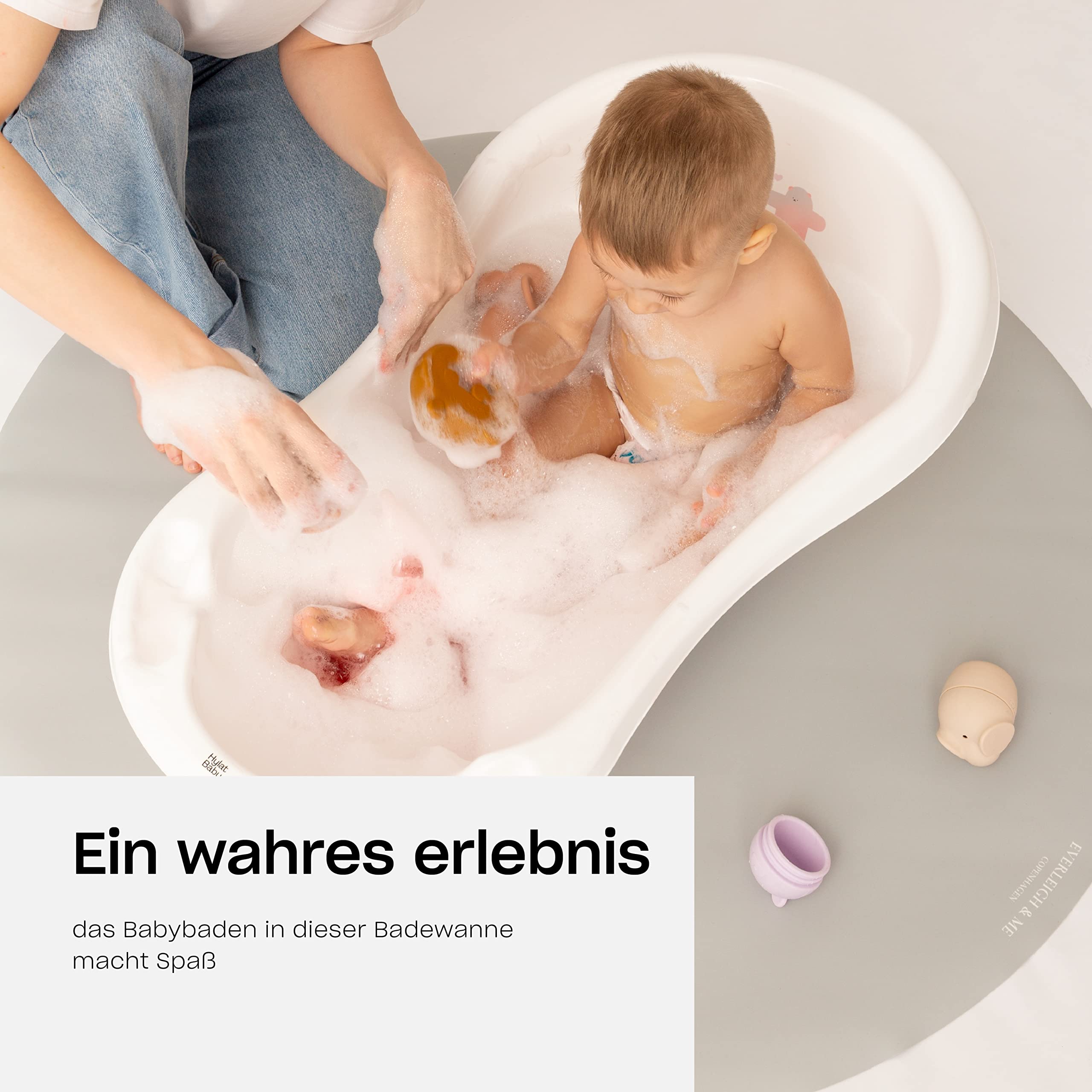 Hylat Baby Wanna dla noworodków i niemowląt do 12 miesięcy, z zatyczkami i matą antypoślizgową, wykonana z tworzywa sztucznego wolnego od BPA, długość: 84 cm, kolor: biały.