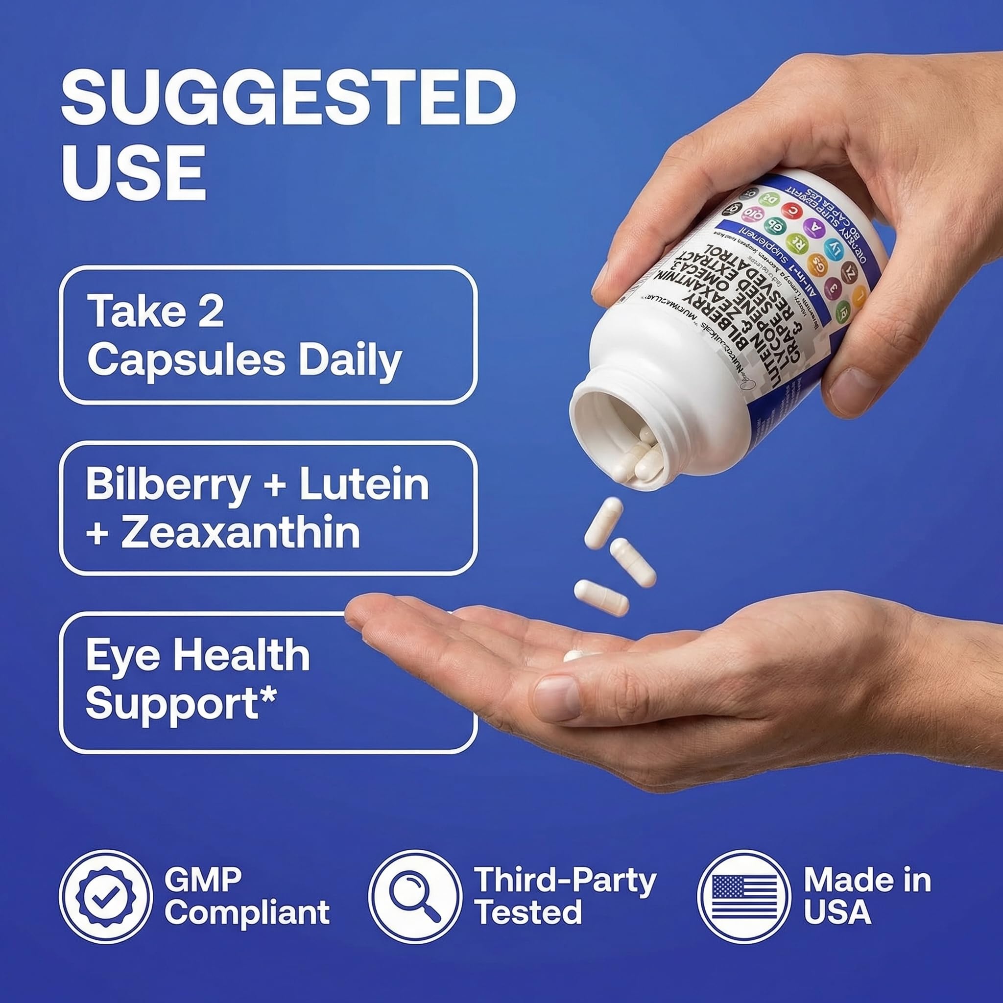 Clean Nutra Eye Vitamins with Bilberry Lutein and Zeaxanthin Supplements Lycopene 40mg Resveratrol Grape Seed Astaxanthin for Eyes - Eye Care Health Support Eye Vitamin and Mineral Supplement — Amazon image 6