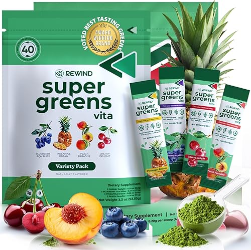 Miniatura 9 de Rewind Verdes - Super Greens Powder - Deliciosa mezcla de bebida de jugo verde con sabor increíble - Más de 40 superalimentos - Vitamina B12, zinc,