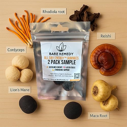 Miniatura 2 de All Day Energy Gummies - Cordyceps orgánico y extracto de hongo Rhodiola para energía limpia, concentración y resistencia - Sin choques, sin