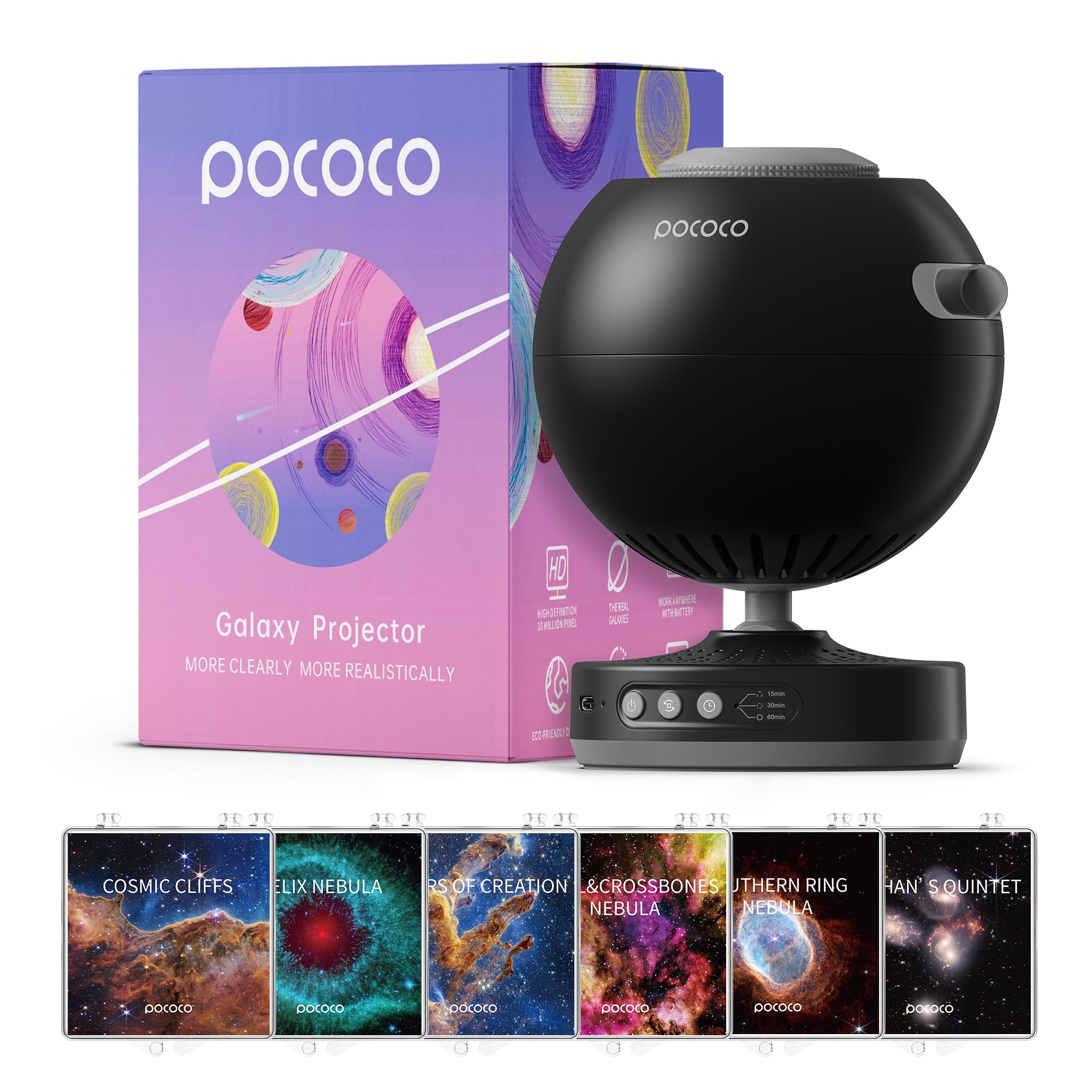 Galaxy Projector + Fixed Star and Nebula Discs (6 Pieces)