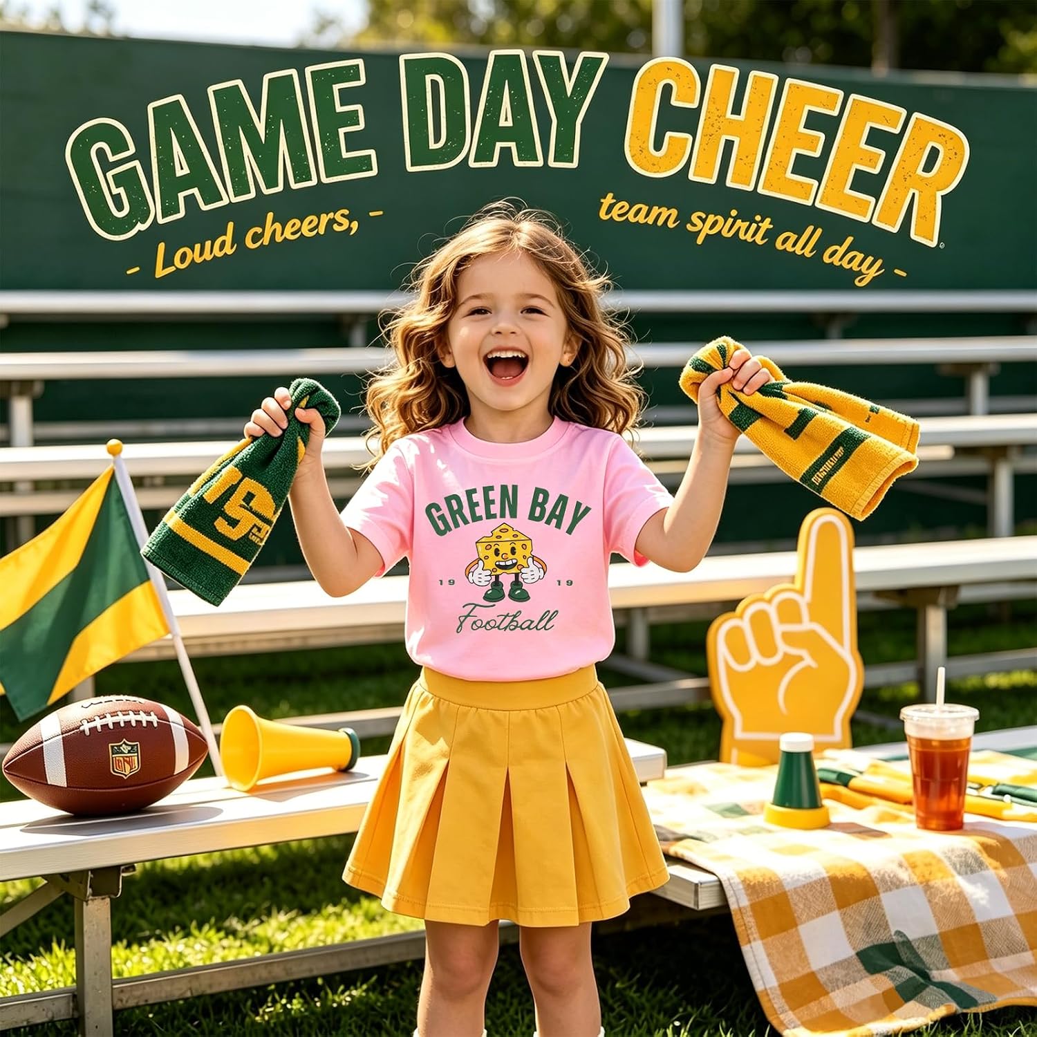 Boys Girls Football Shirt Kids Cute Game Day Mascot Tee 2-7Y