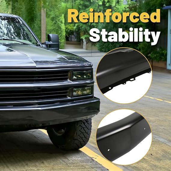 ECOTRIC Front Bumper Face Bar Compatible with 1988-2000 Chevy Silverado GMC Sierra C1500 C2500 C3500 K1500 K2500 K3500 Tahoe Blazer Suburban Yukon Cadillac Replace for GM1002168 W/License Plate Hole