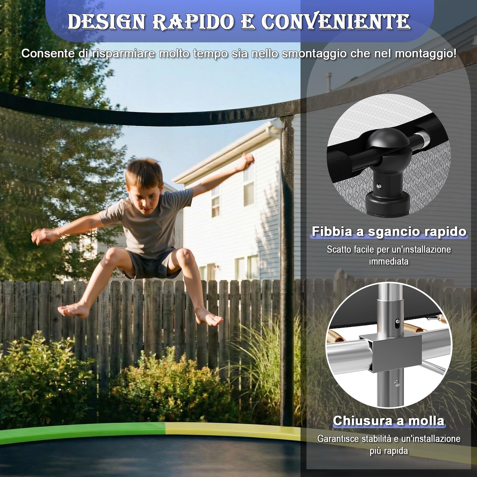 JUMMICO Trampolino da Giardino Trampolino per Bambini con Scaletta e Rete di Sicurezza Ø 183/220/290/360cm Tappeto Elasticoper Adulti e Bambini
