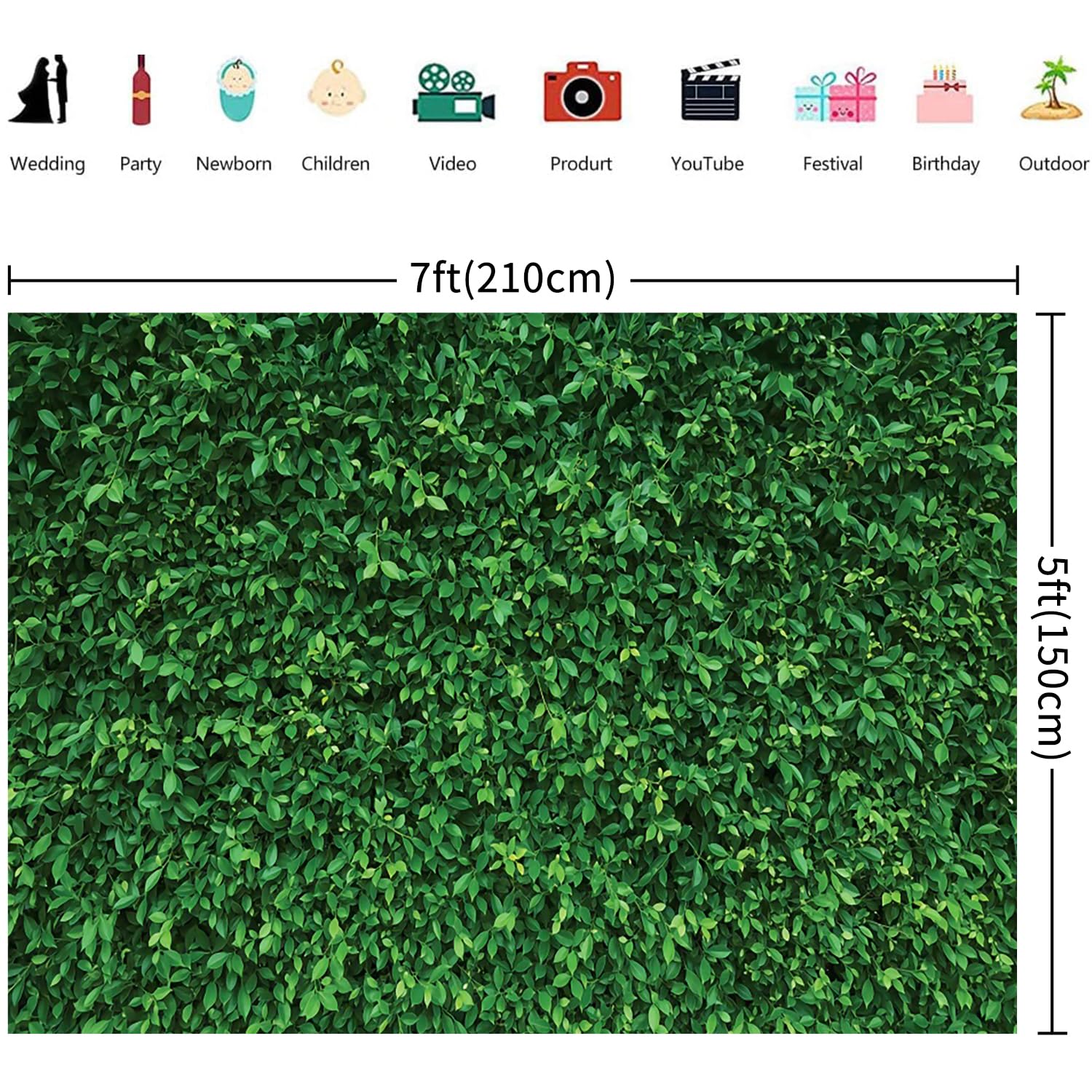 2.1x1.5m Sfondo verde foglie Natura verde erba muro fotografia sfondo neonato Baby Shower matrimonio compleanno decorazioni Banner Photo Booth oggetti di scena