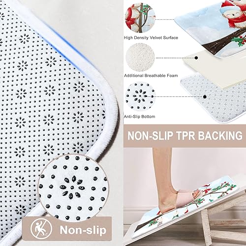 Miniatura 5 de ArtSocket Juego de 2 tapetes de baño de Navidad, con sombrero de Papá Noel, pájaro, decoración de baño, alfombras de 16 x 24 y 20 x 32 pulgadas,