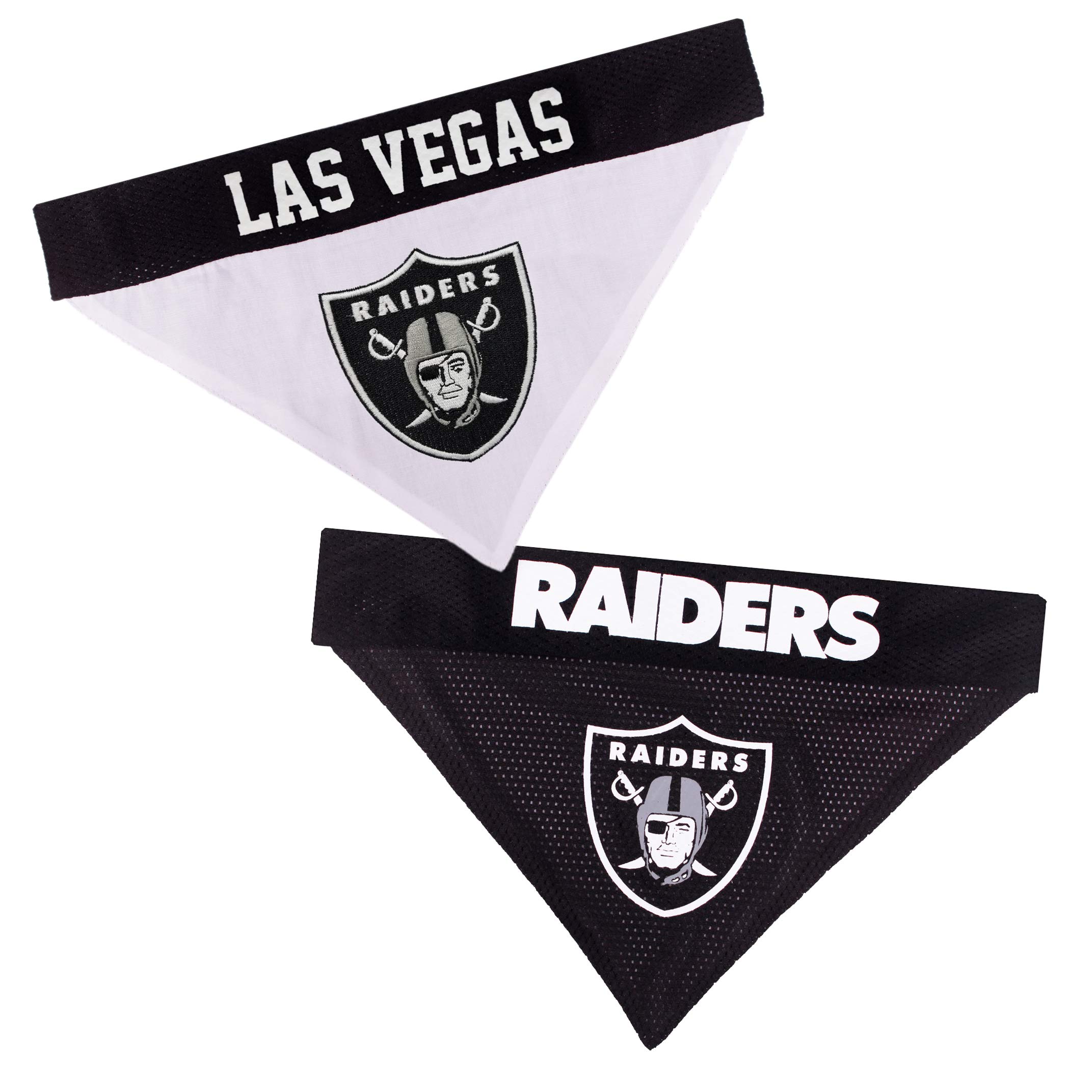 Pets First NFL LAS Vegas Raiders Reversible Bandana Size XX-Large for Dogs & Cats. 2 Sided Sports Bandana, Premium Embroidery Team Logo, Many NFL Teams Available