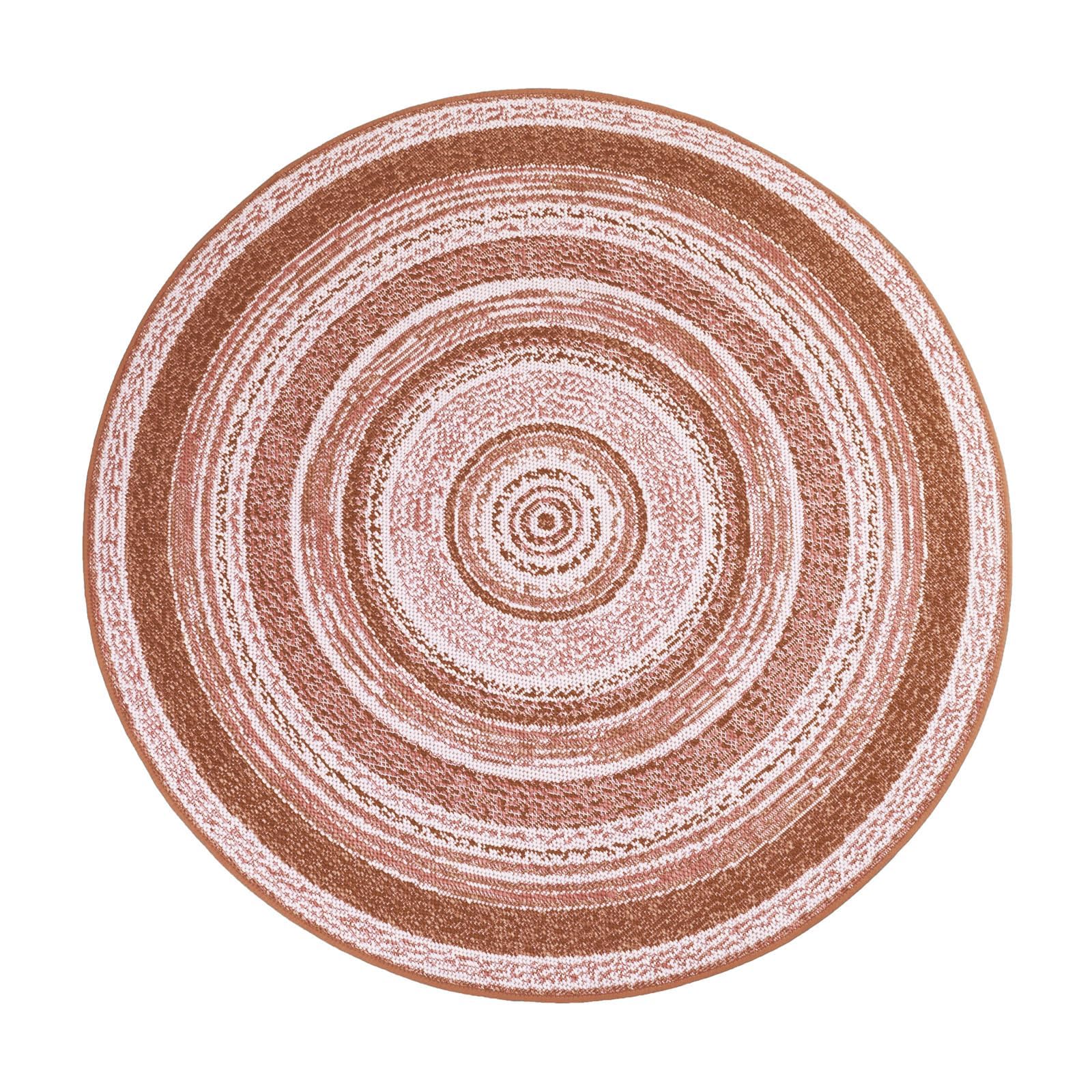 Floordirekt | Tapis Extérieur & Intérieur tissé Plat, Lavable, Résistant aux UV | Certifié Öko-Tex | Idéal pour la terrasse, Le Balcon, la Cuisine et Le Salon | Zoe Terra, Ø 120cm